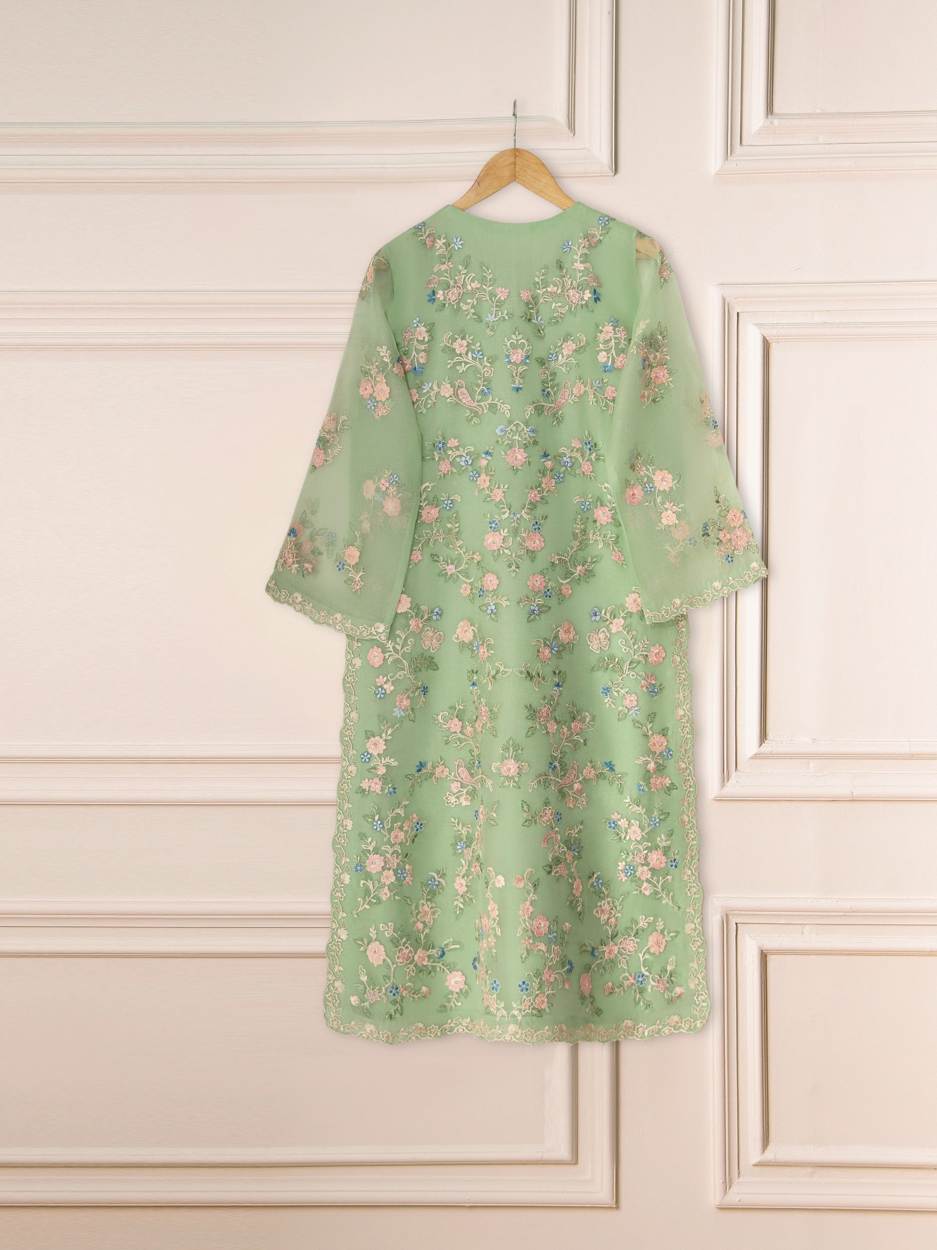 3 Piece - Pure Organza Embroidered Suit S111296 - Image 6