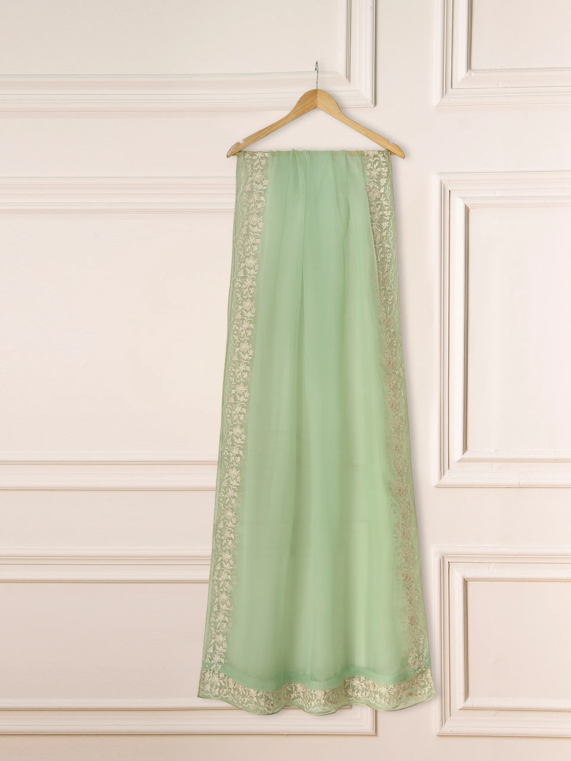3 Piece - Pure Organza Embroidered Suit S111296 - Image 9