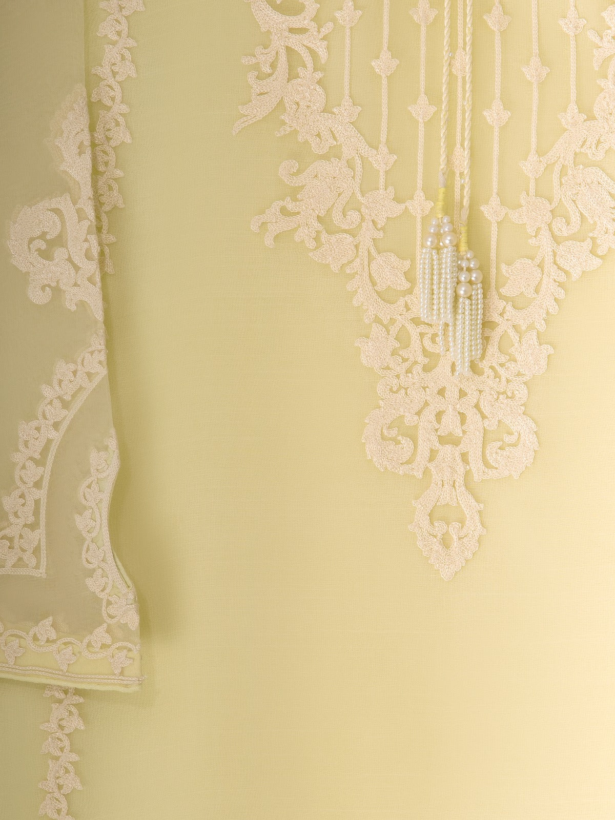 3 Piece - Pure Organza Embroidered Suit S111298 - Image 3