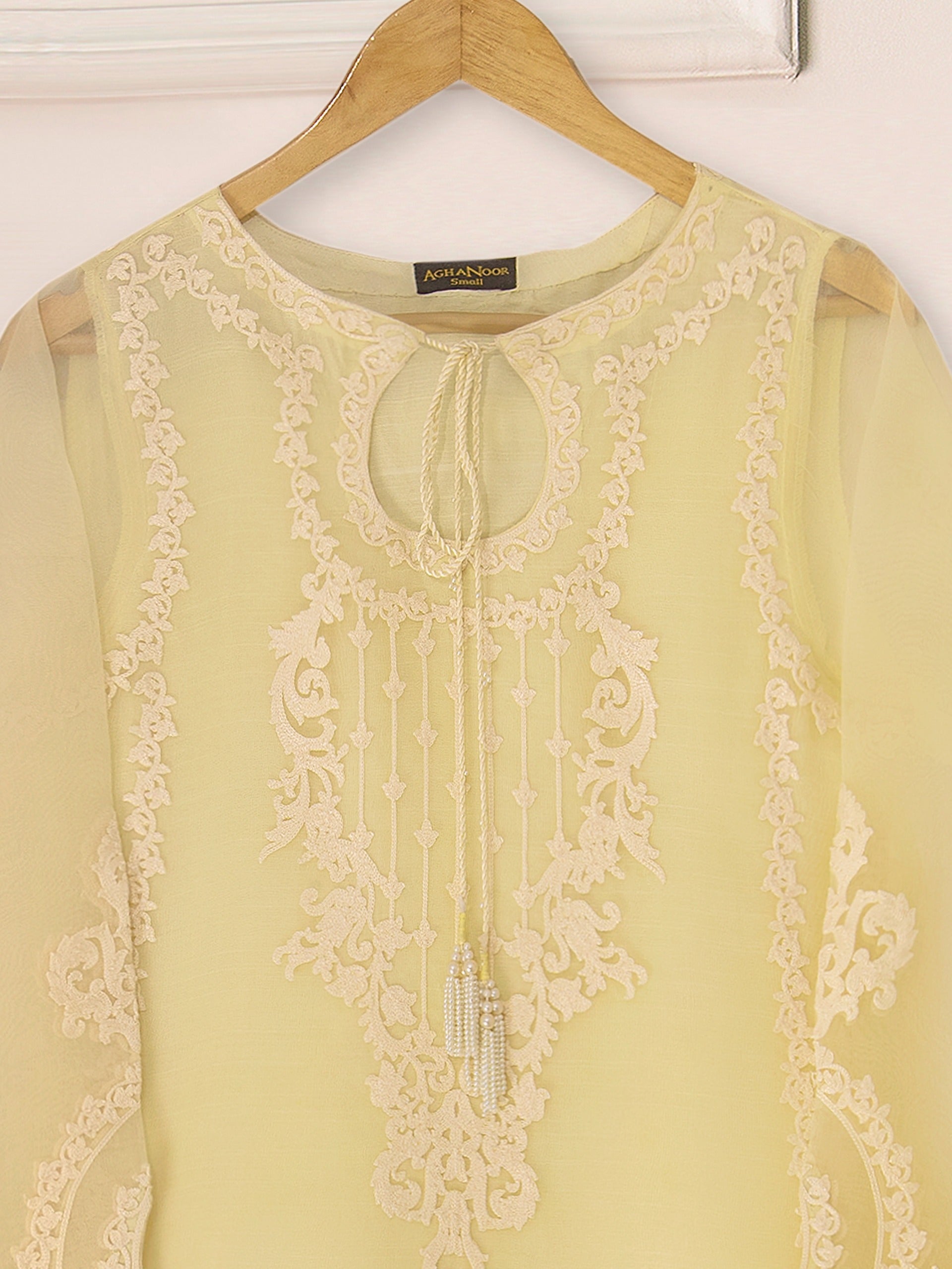3 Piece - Pure Organza Embroidered Suit S111298 - Image 5