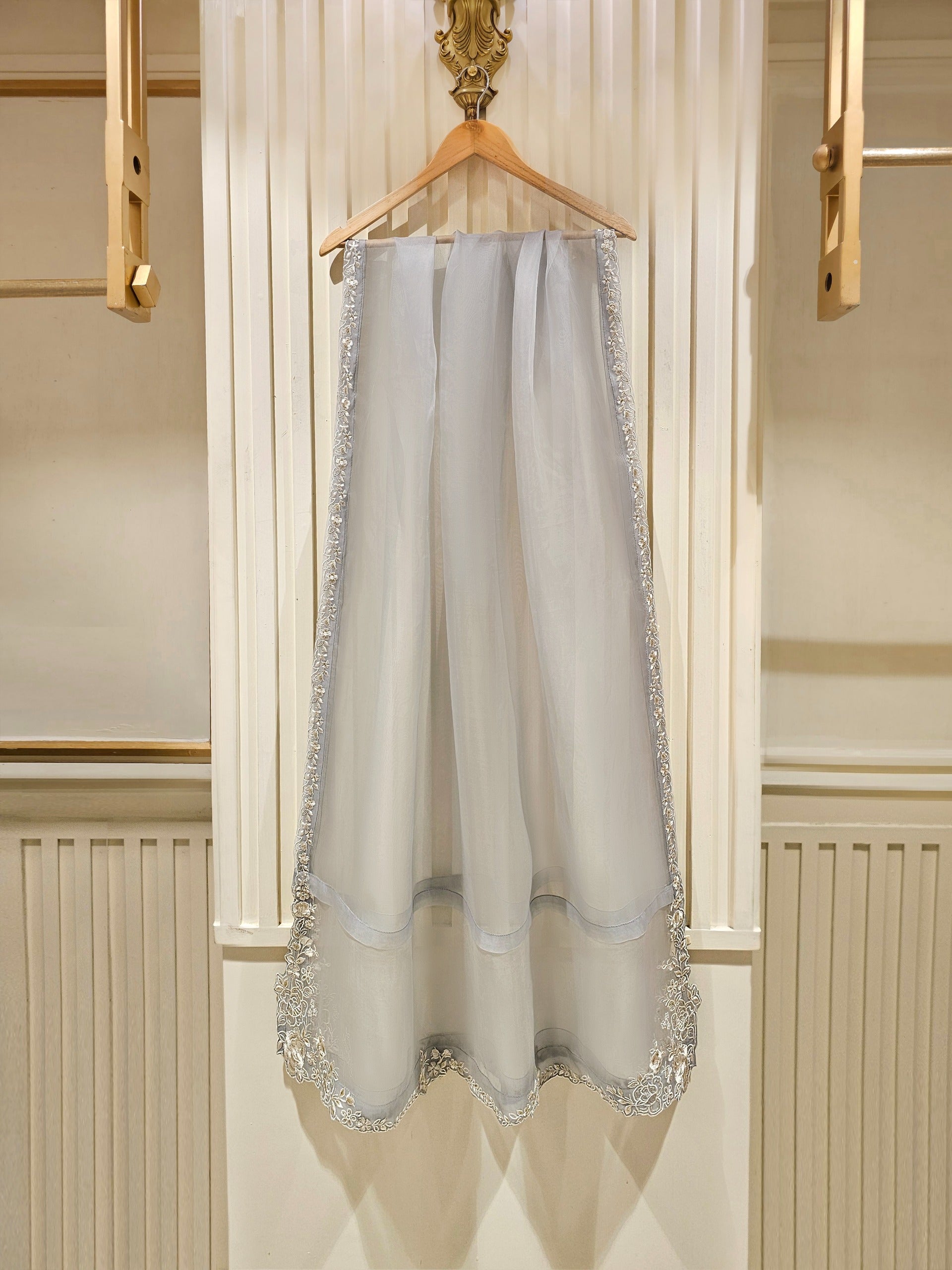 3 Piece - Pure Organza Embroidered Suit S111364 - Image 7