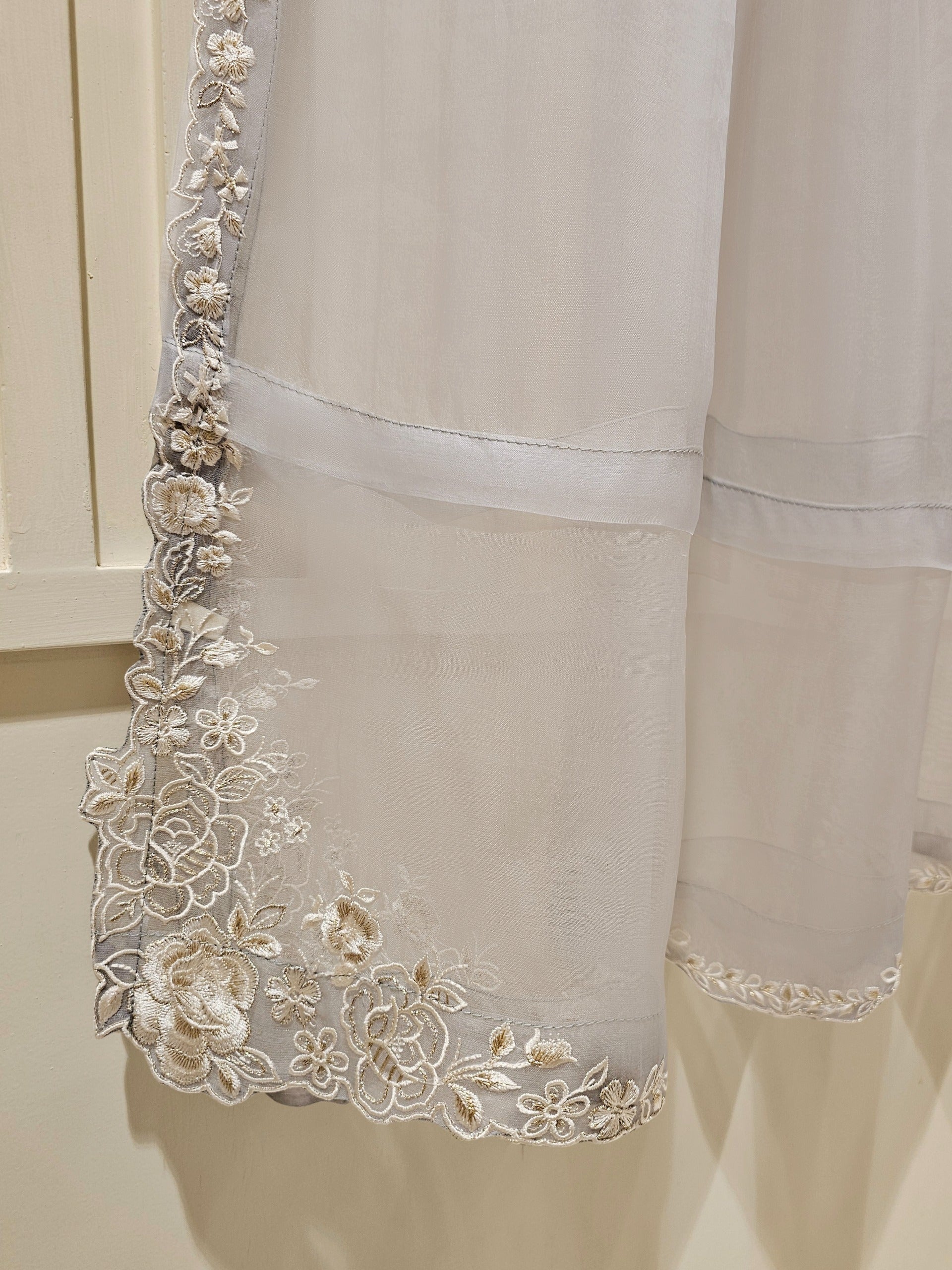 3 Piece - Pure Organza Embroidered Suit S111364 - Image 8