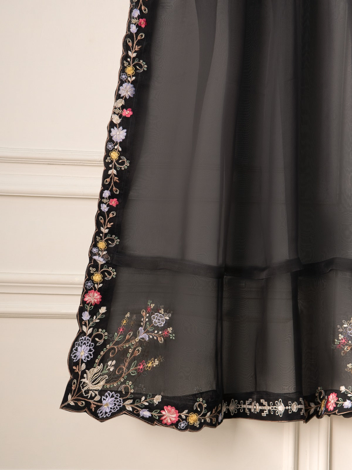 3 Piece- Pure Organza Embroidered Suit S111365 - Image 10