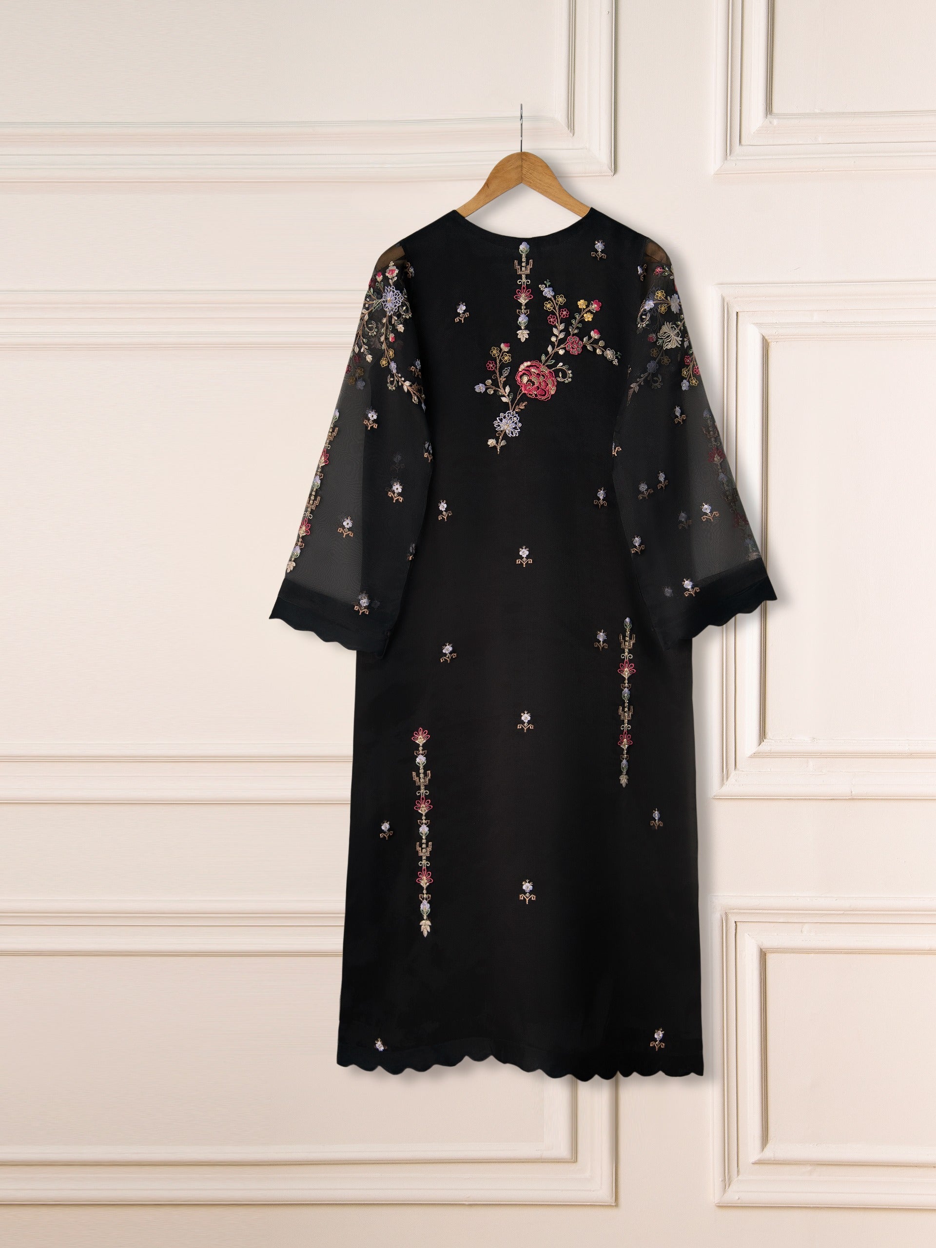 3 Piece- Pure Organza Embroidered Suit S111365 - Image 5