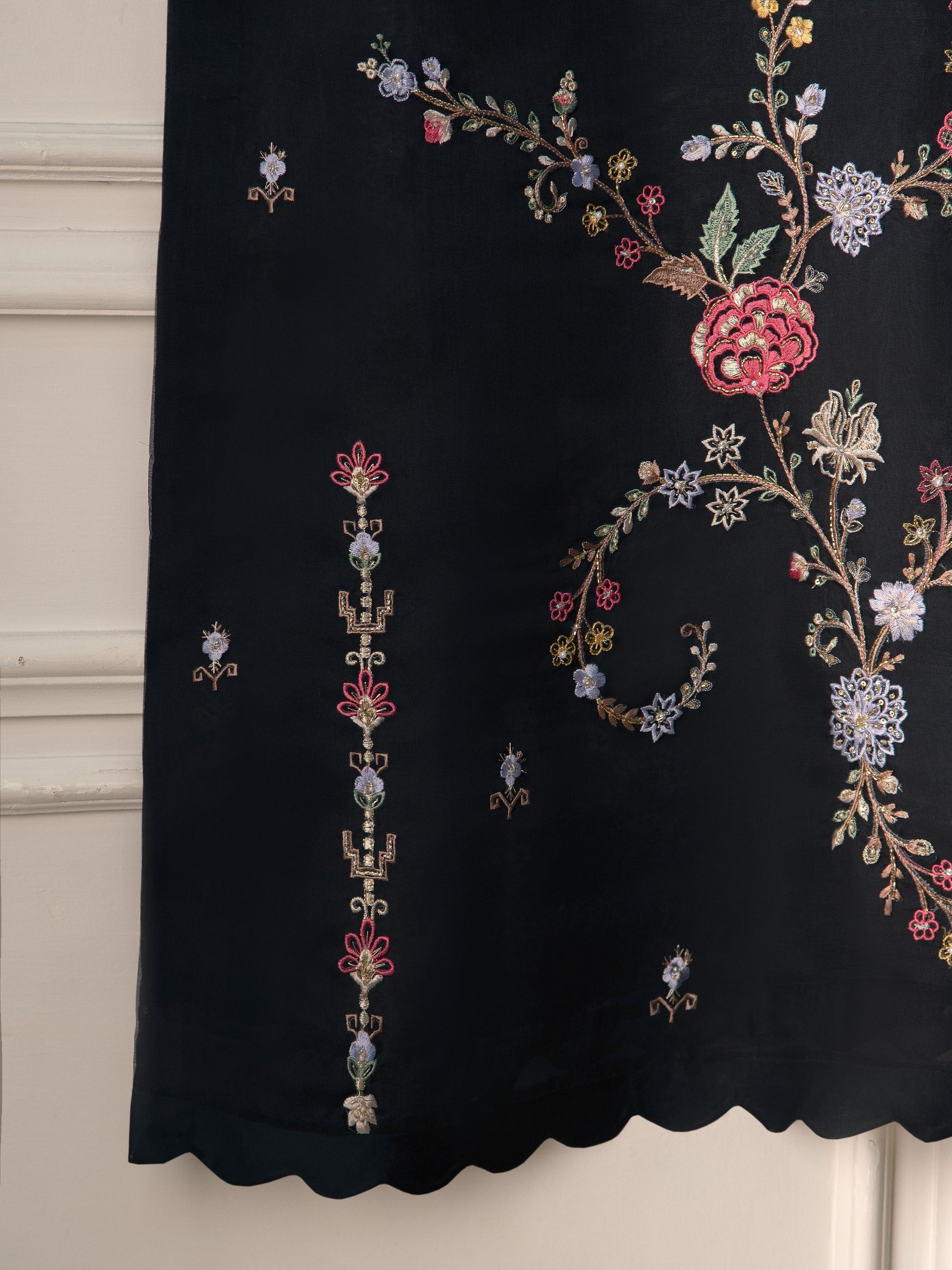 3 Piece- Pure Organza Embroidered Suit S111365 - Image 6