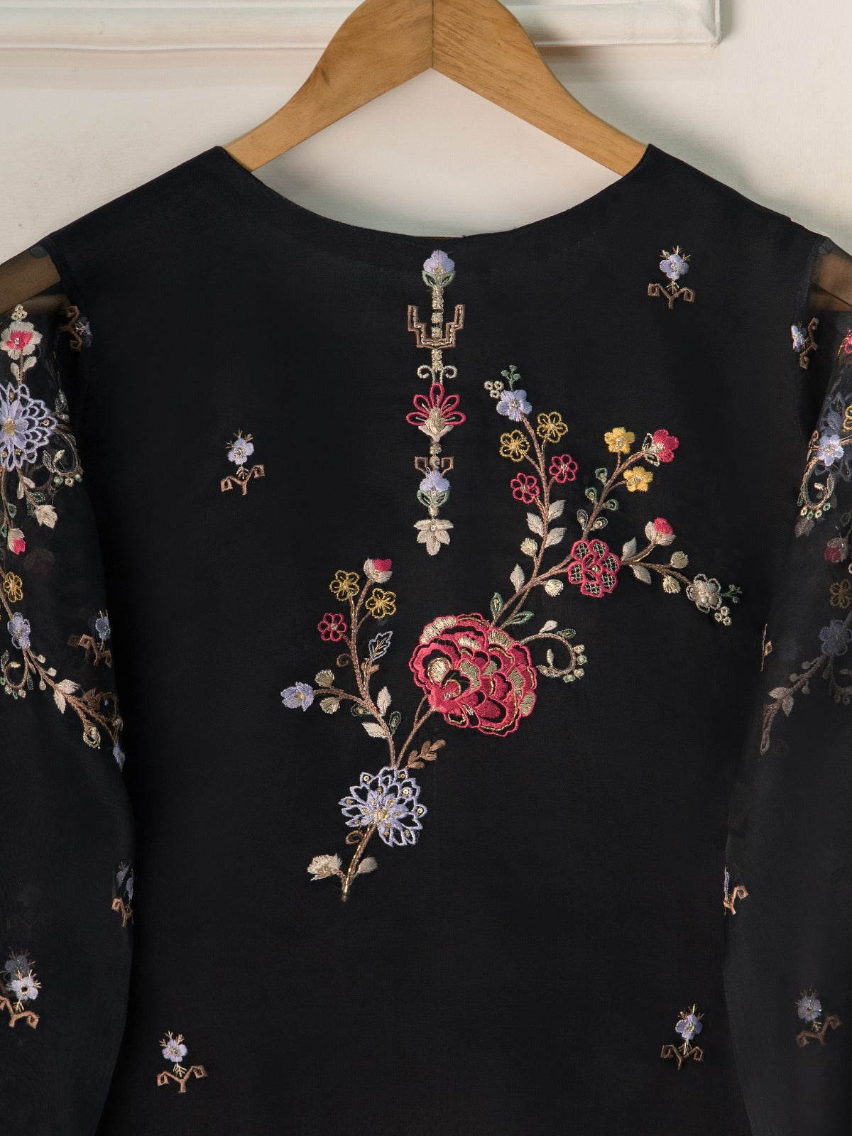 3 Piece- Pure Organza Embroidered Suit S111365 - Image 9