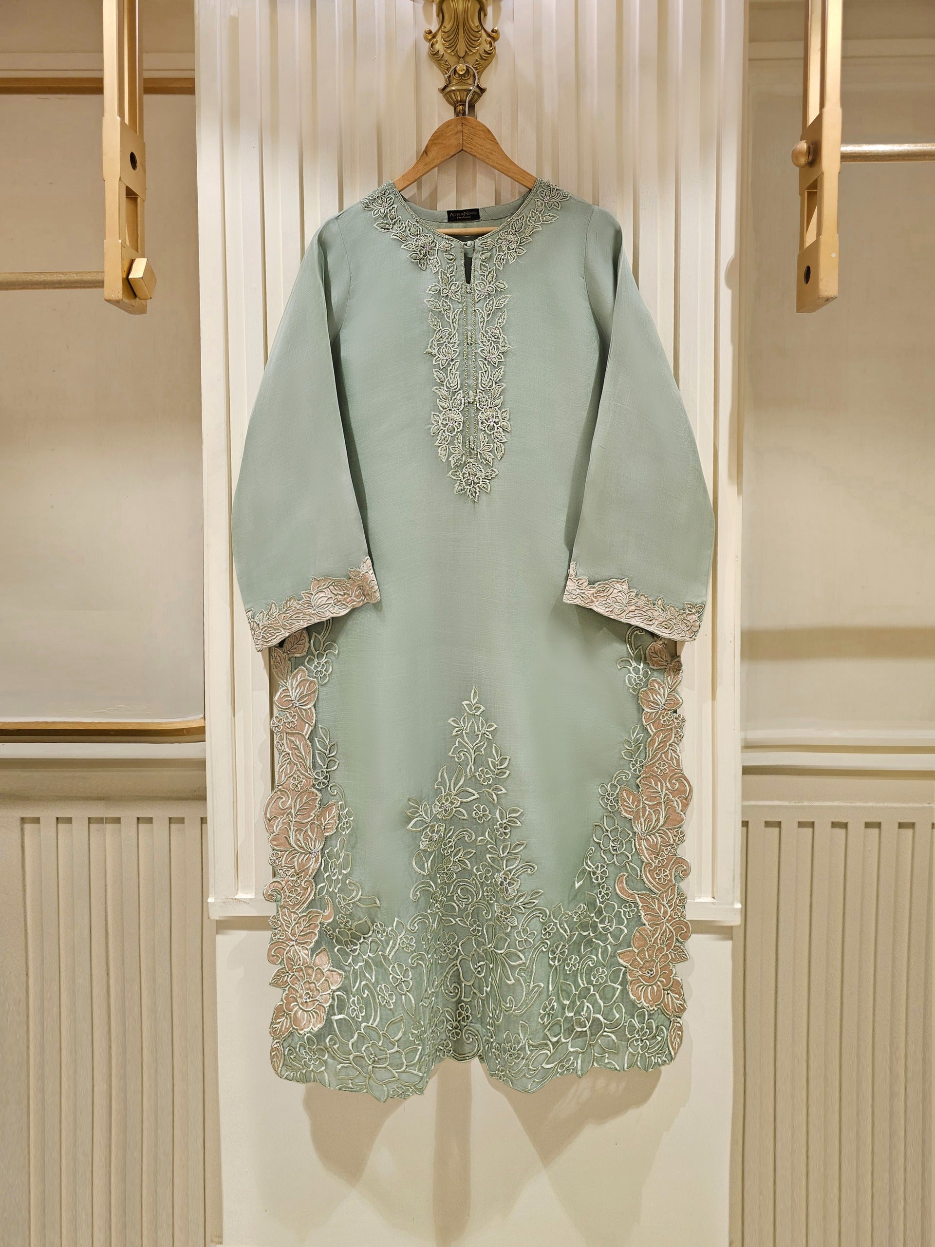 3 Piece - Pure Organza Embroidered Suit S111367 - Image 2