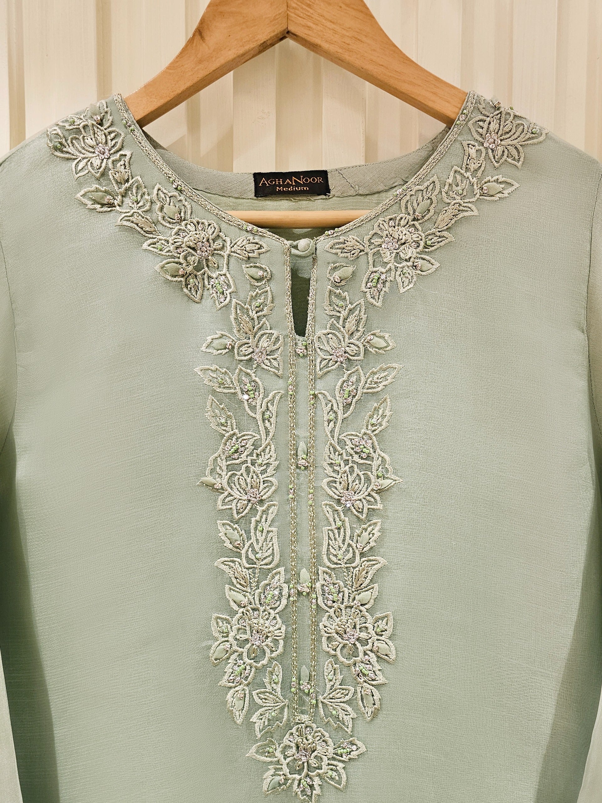 3 Piece - Pure Organza Embroidered Suit S111367 - Image 3
