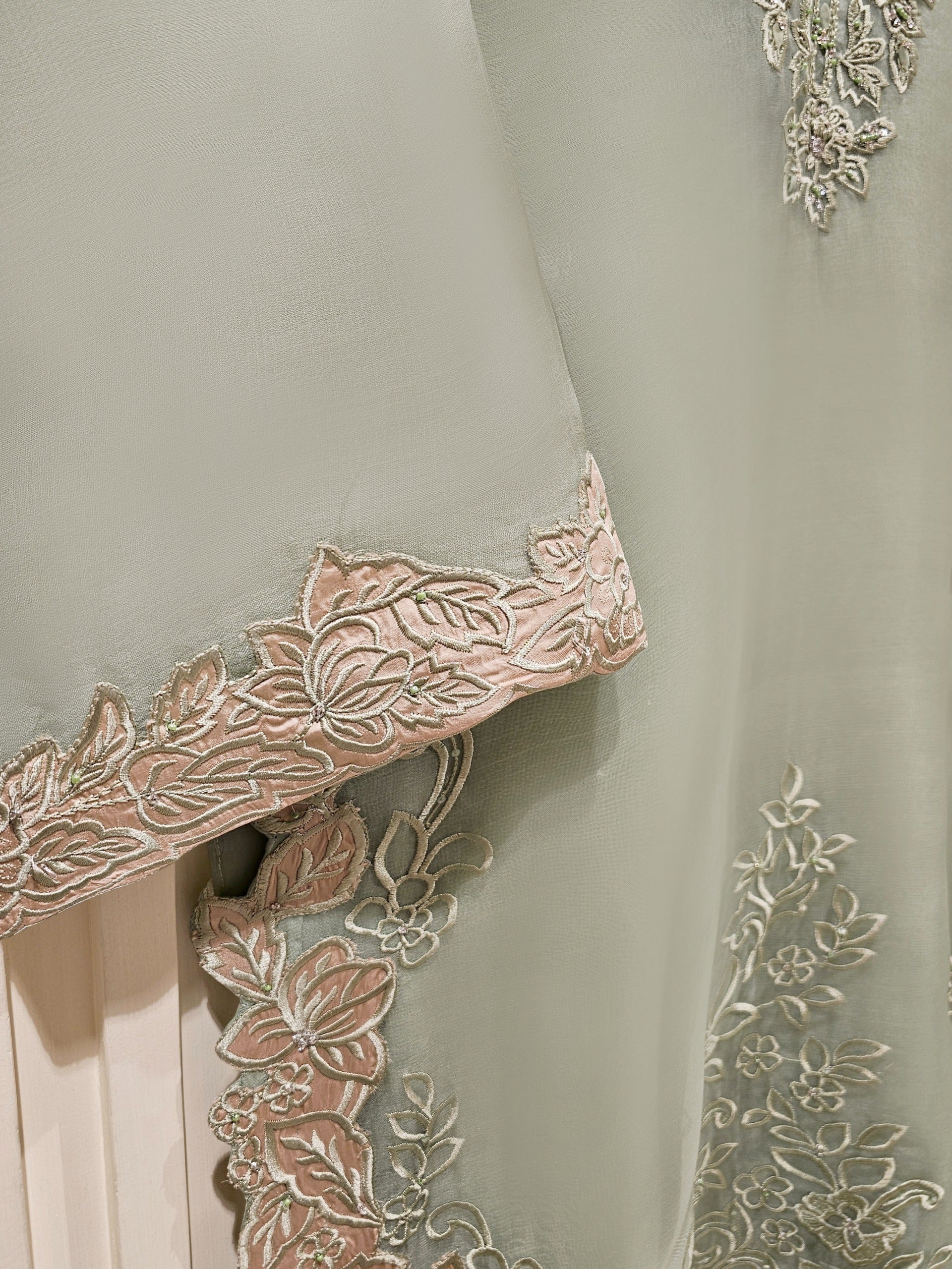 3 Piece - Pure Organza Embroidered Suit S111367 - Image 4