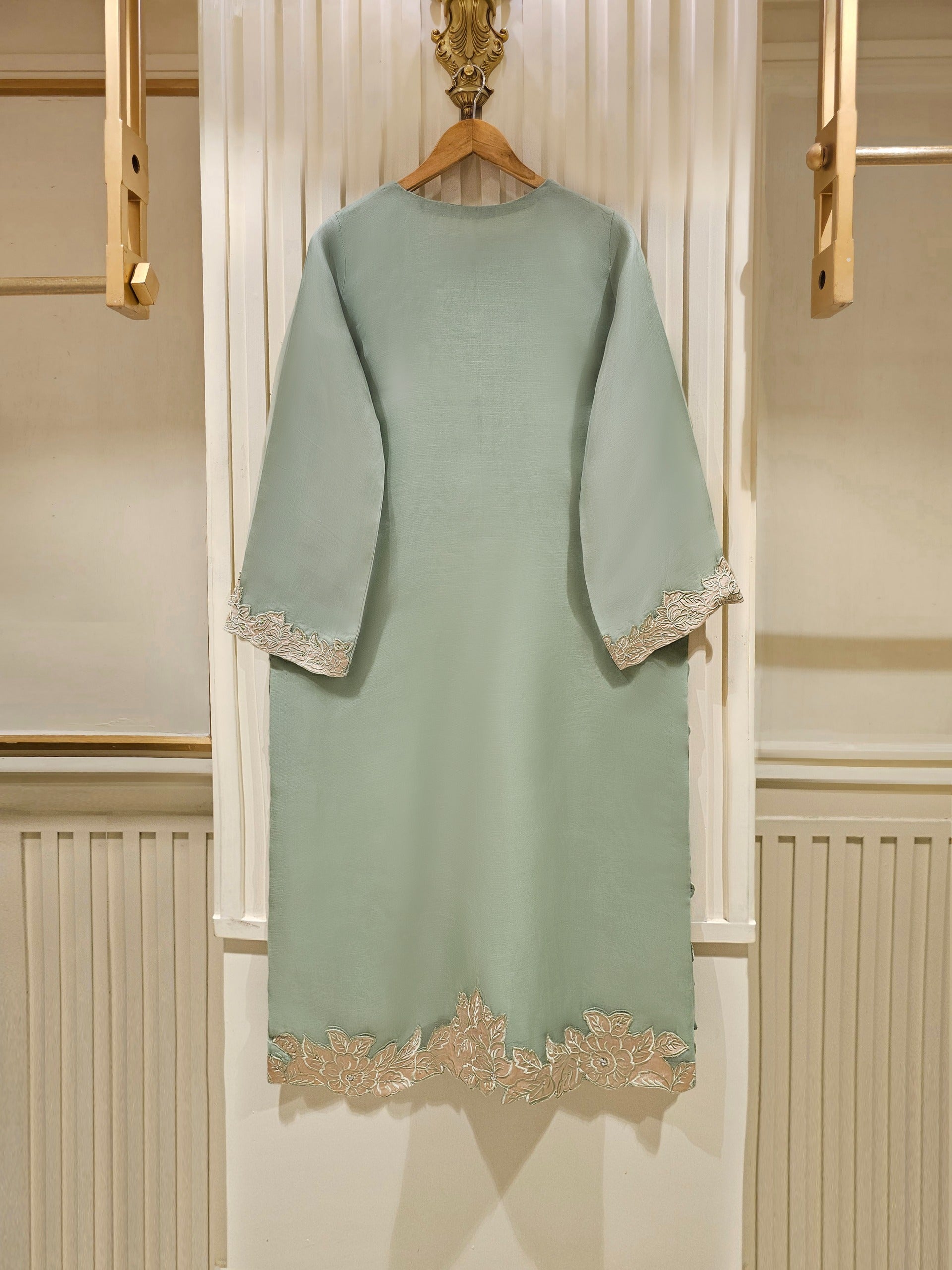 3 Piece - Pure Organza Embroidered Suit S111367 - Image 6