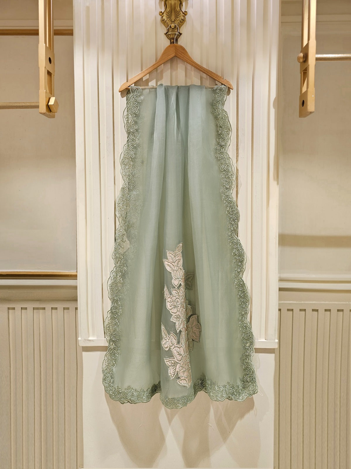3 Piece - Pure Organza Embroidered Suit S111367 - Image 9