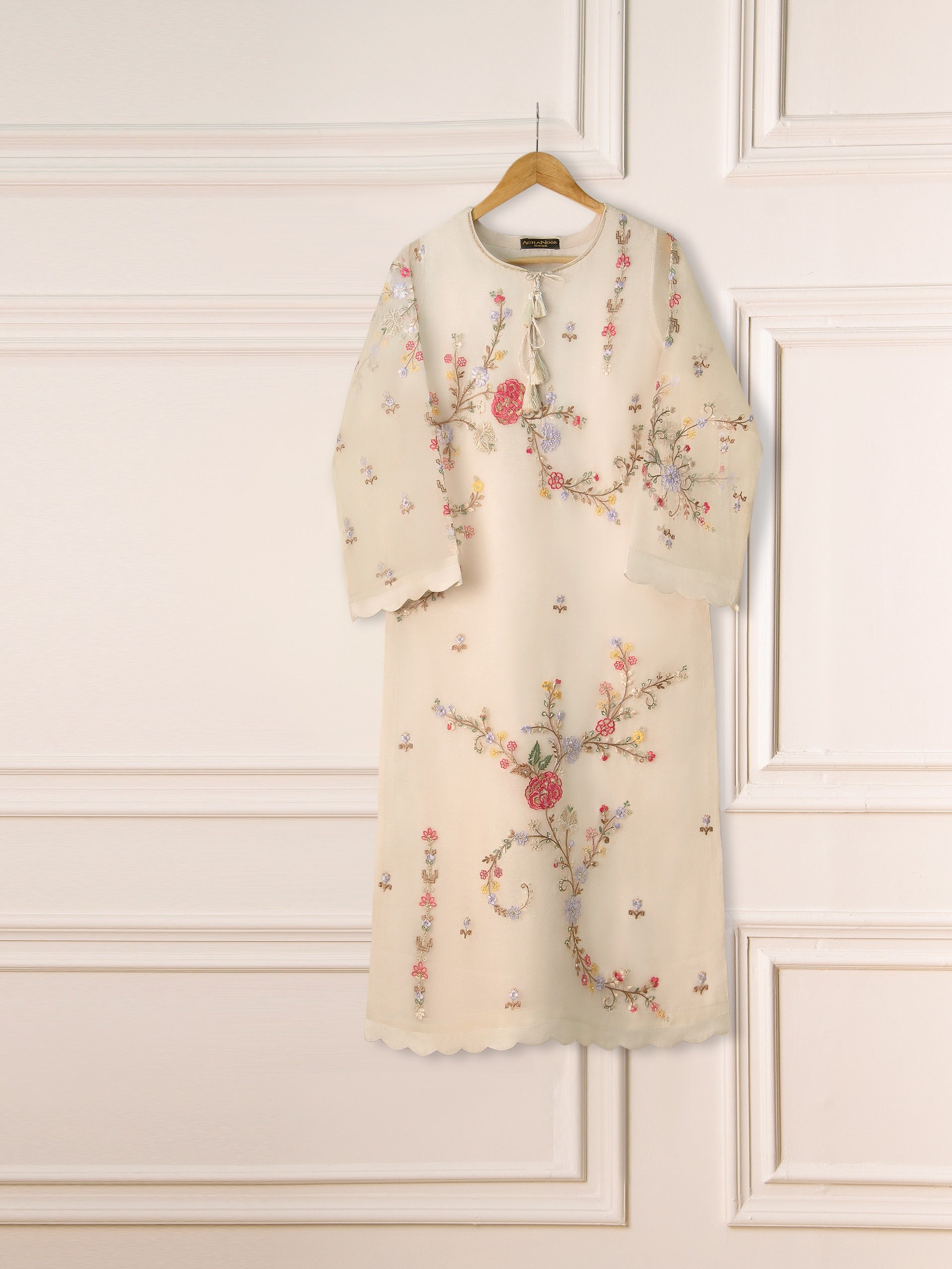 3 Piece- Pure Organza Embroidered Suit S111237 - Image 2