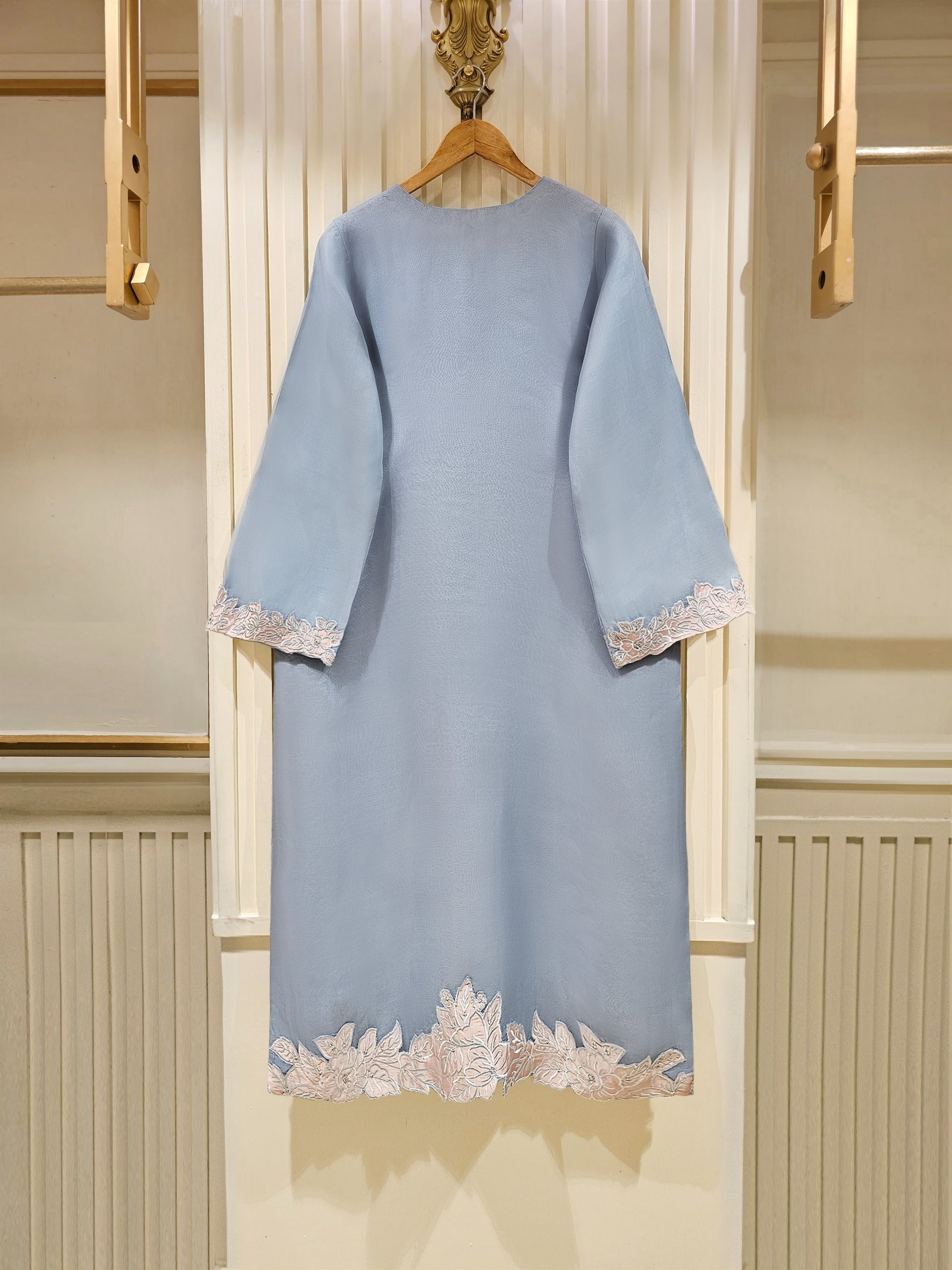 3 Piece - Pure Organza Embroidered Suit S111409 - Image 4