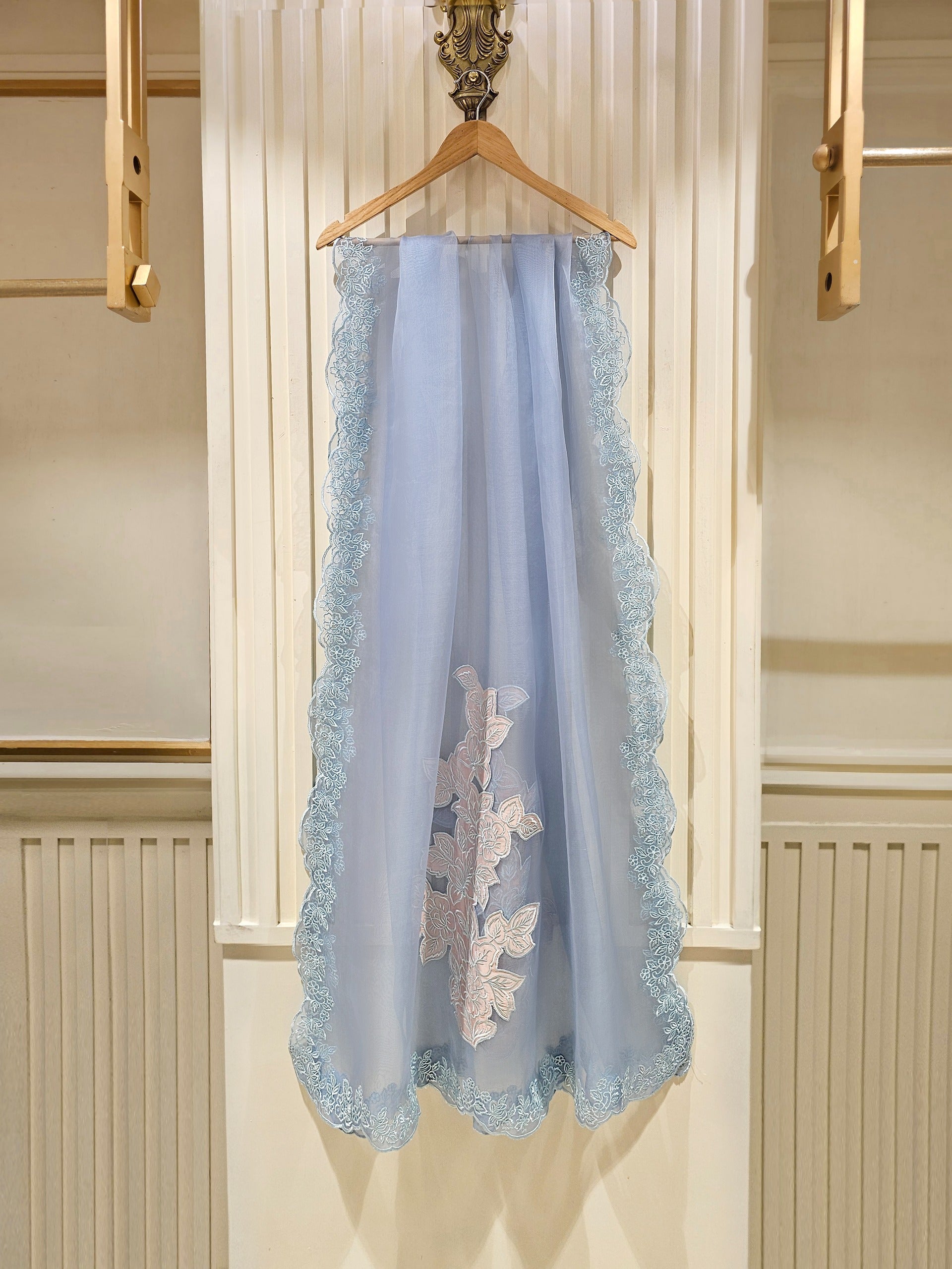 3 Piece - Pure Organza Embroidered Suit S111409 - Image 8