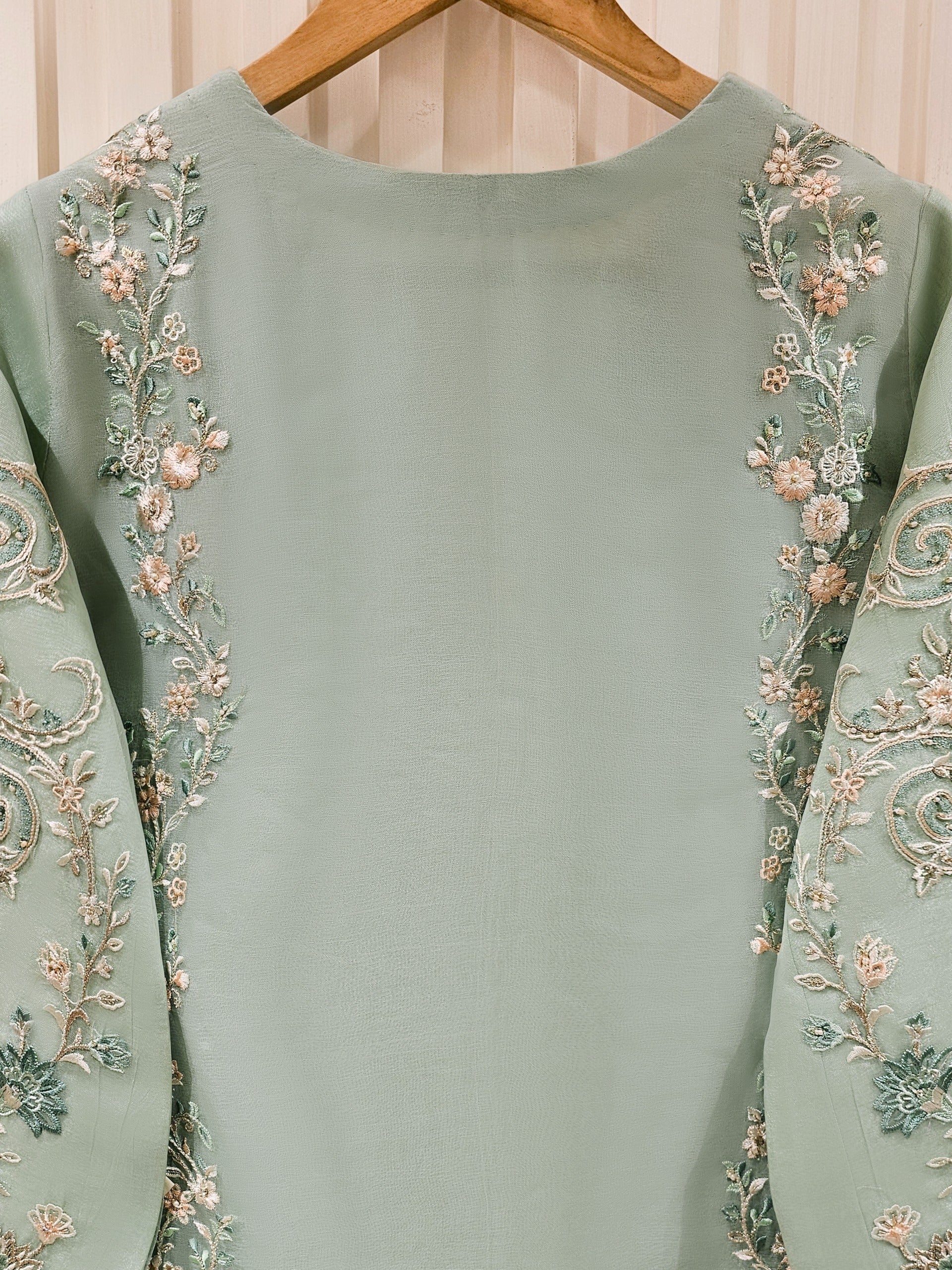 3 Piece - Pure Organza Embroidered Suit S111420 - Image 8