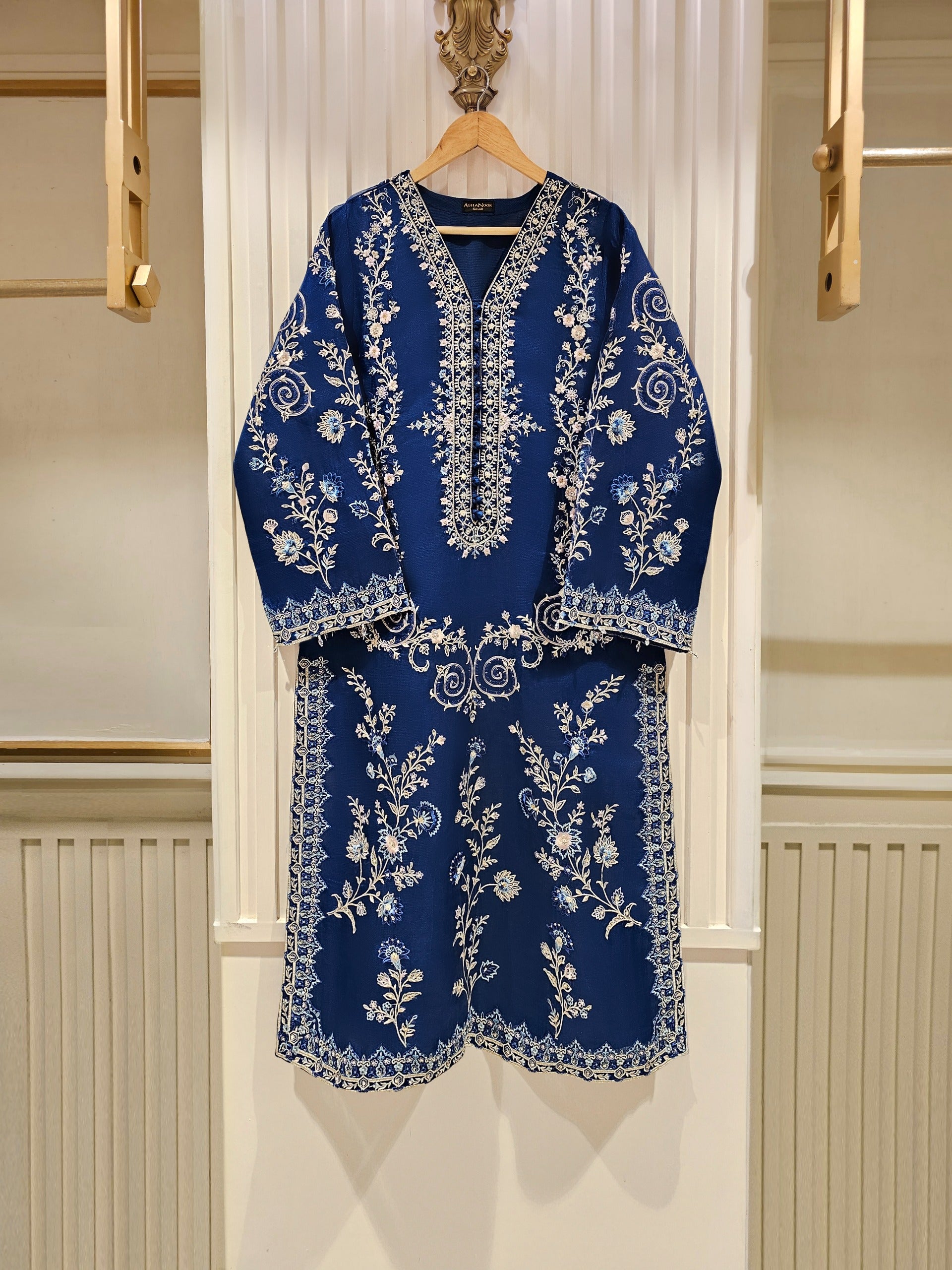 3 Piece - Pure Organza Embroidered Suit S111457 - Image 2