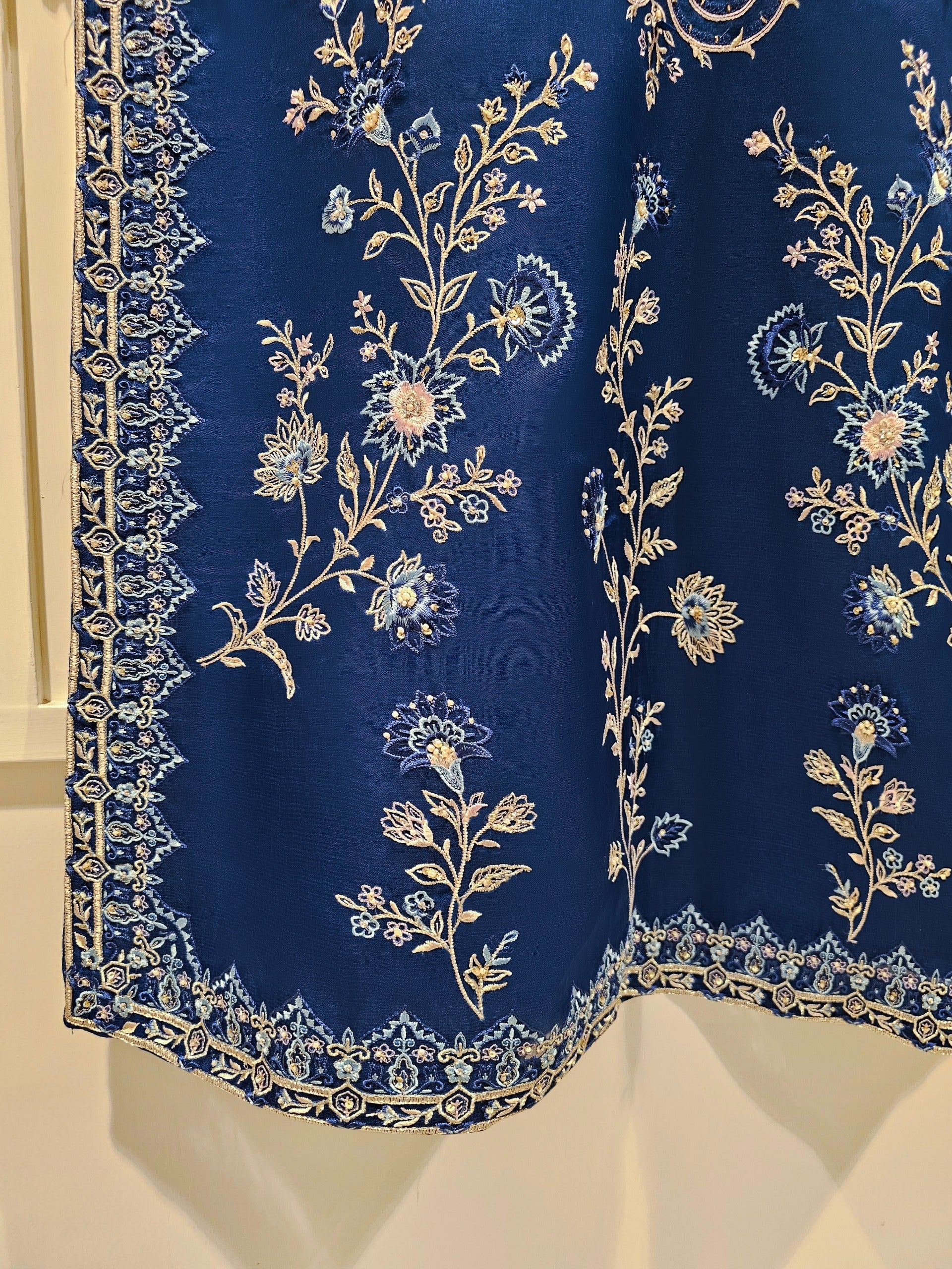 3 Piece - Pure Organza Embroidered Suit S111457 - Image 4