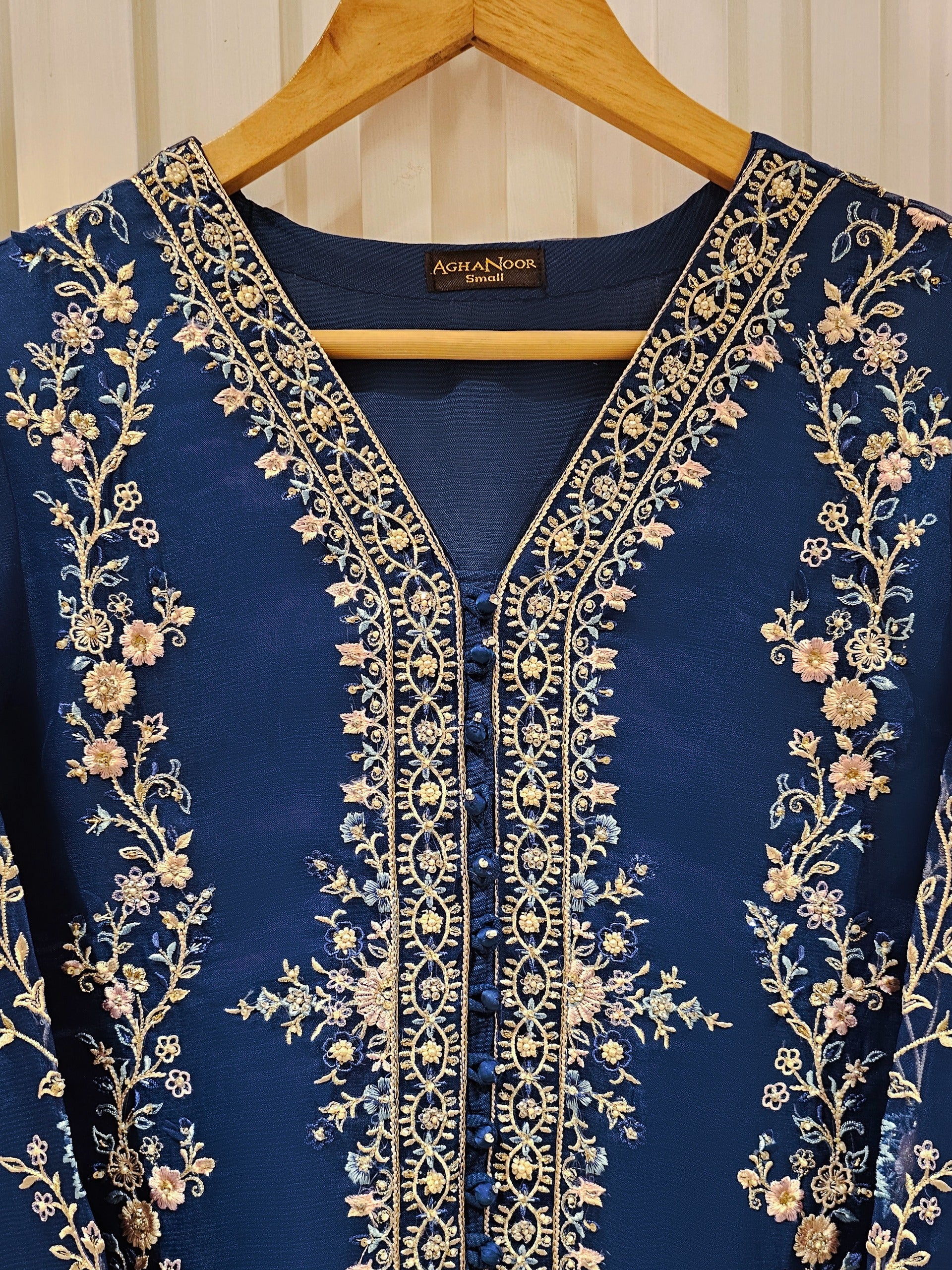 3 Piece - Pure Organza Embroidered Suit S111457 - Image 5