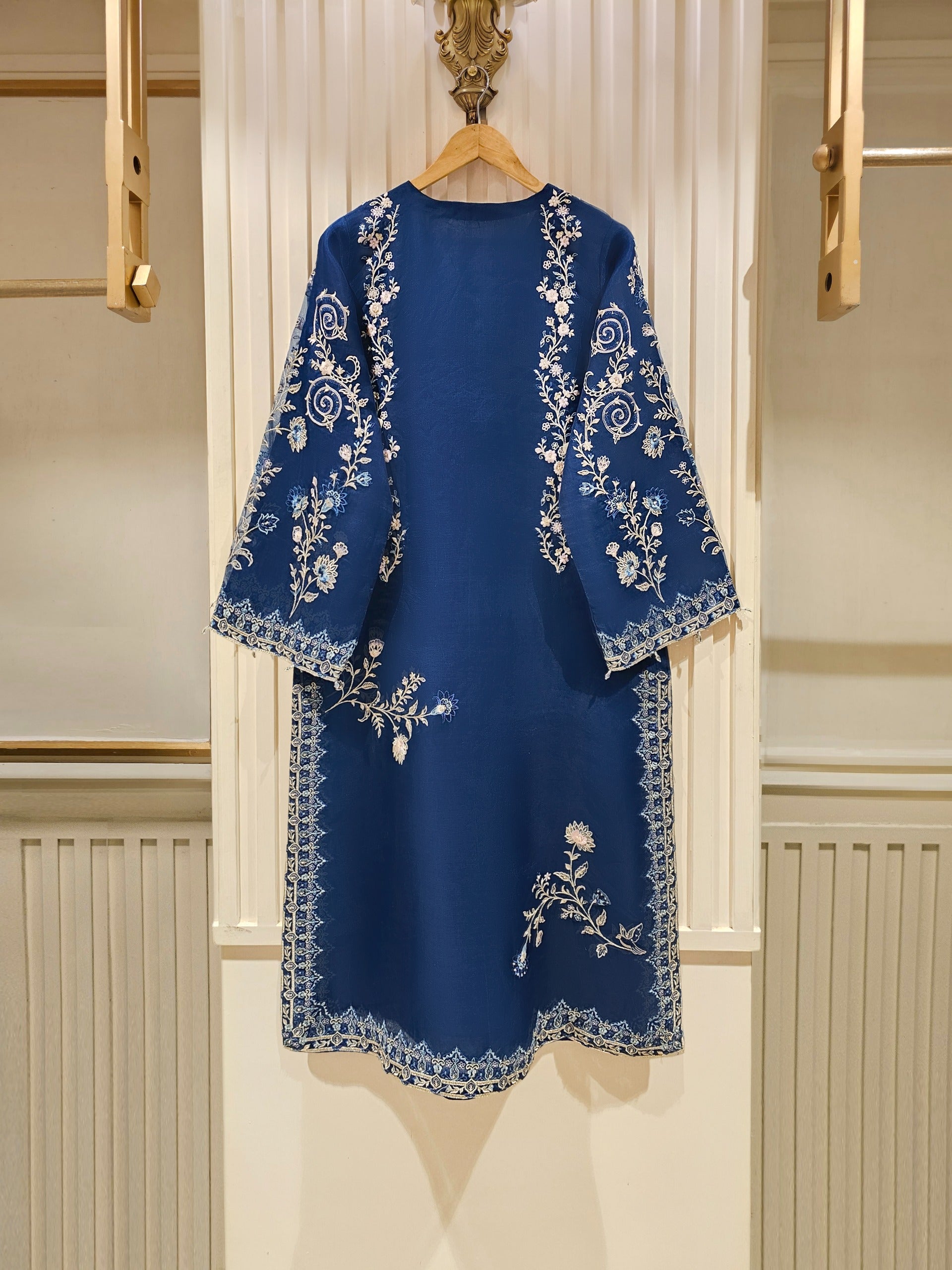 3 Piece - Pure Organza Embroidered Suit S111457 - Image 6