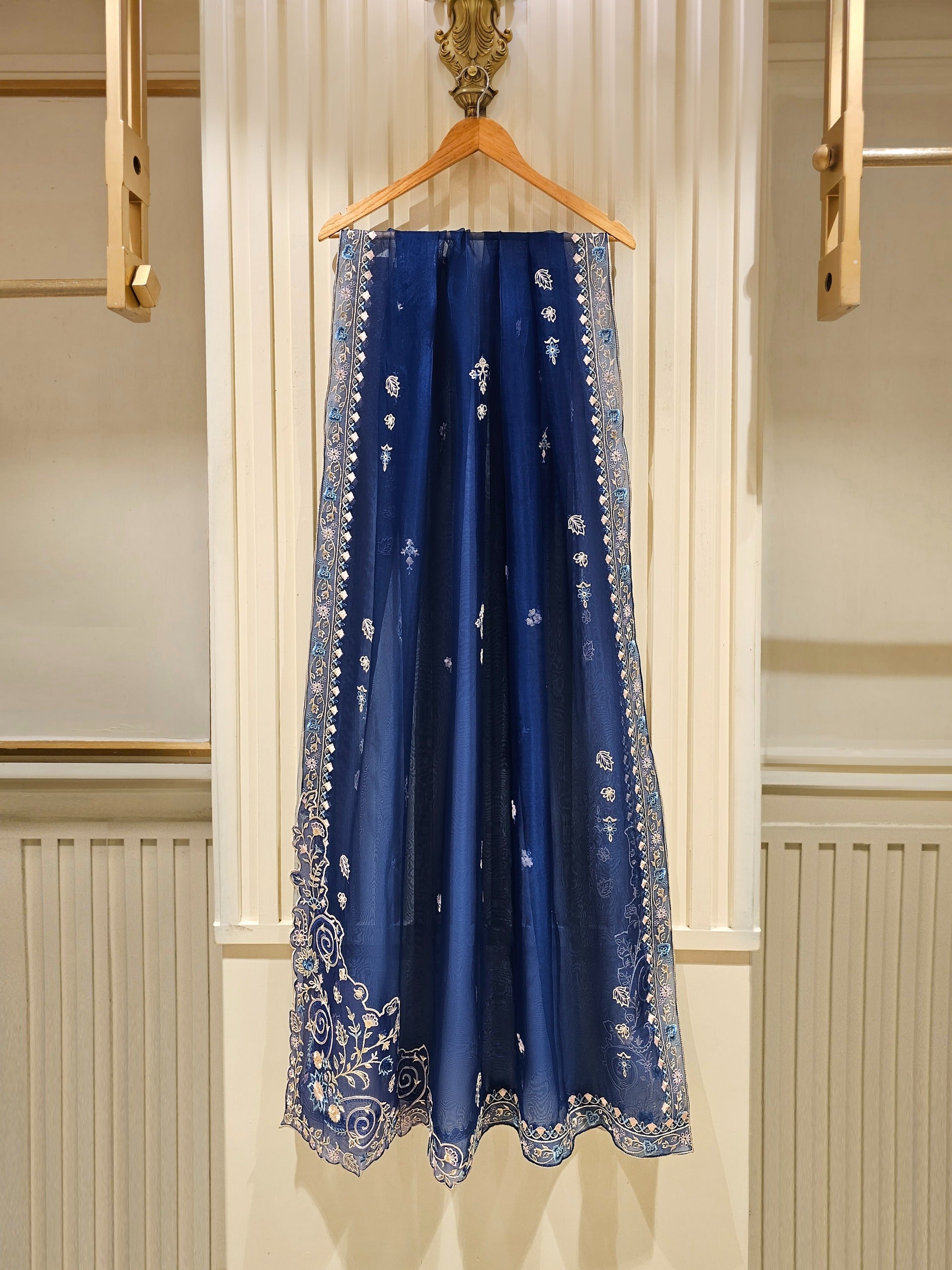 3 Piece - Pure Organza Embroidered Suit S111457 - Image 7
