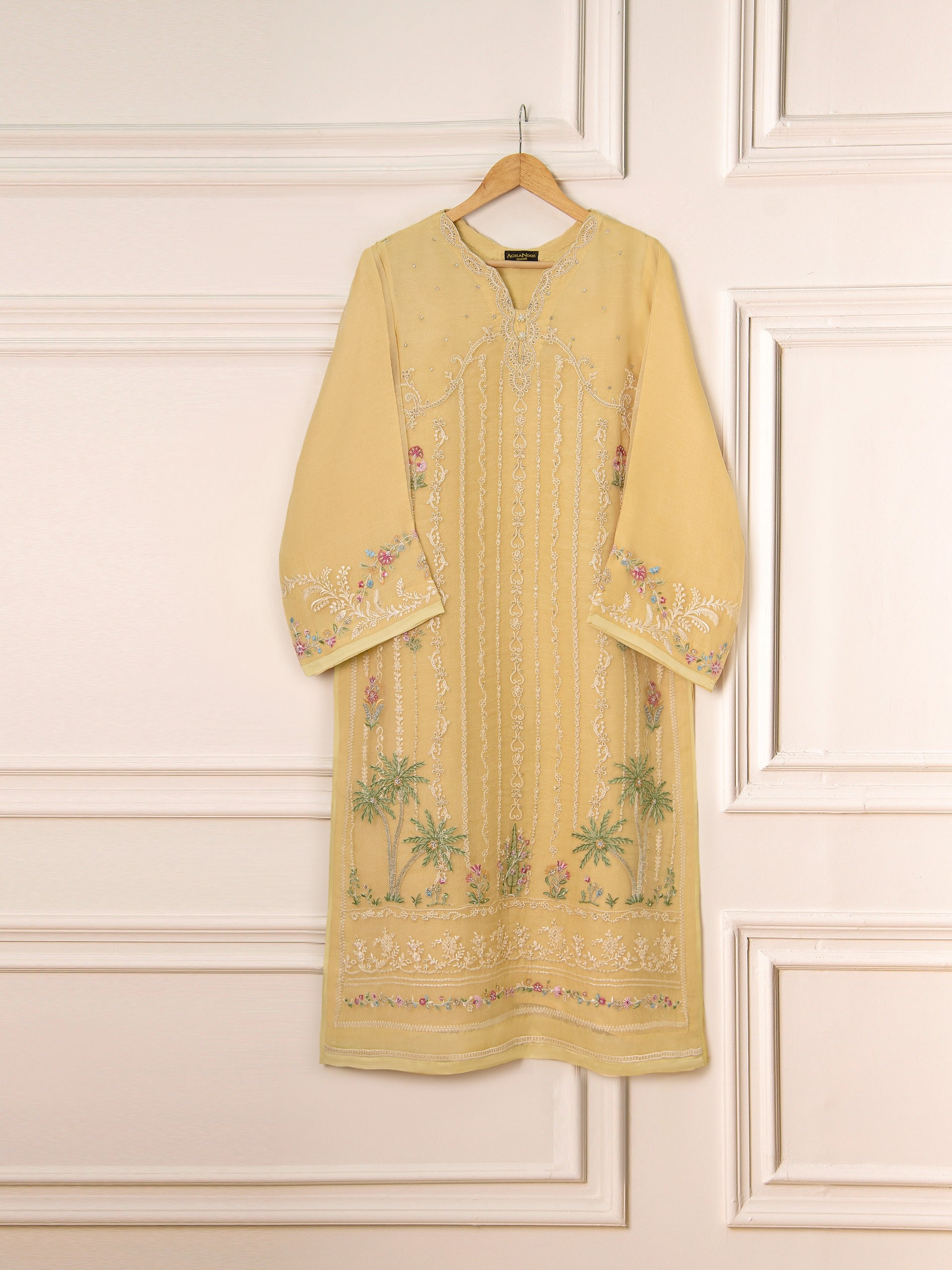 3 Piece - Pure Organza Embroidered Suit S111543 - Image 2