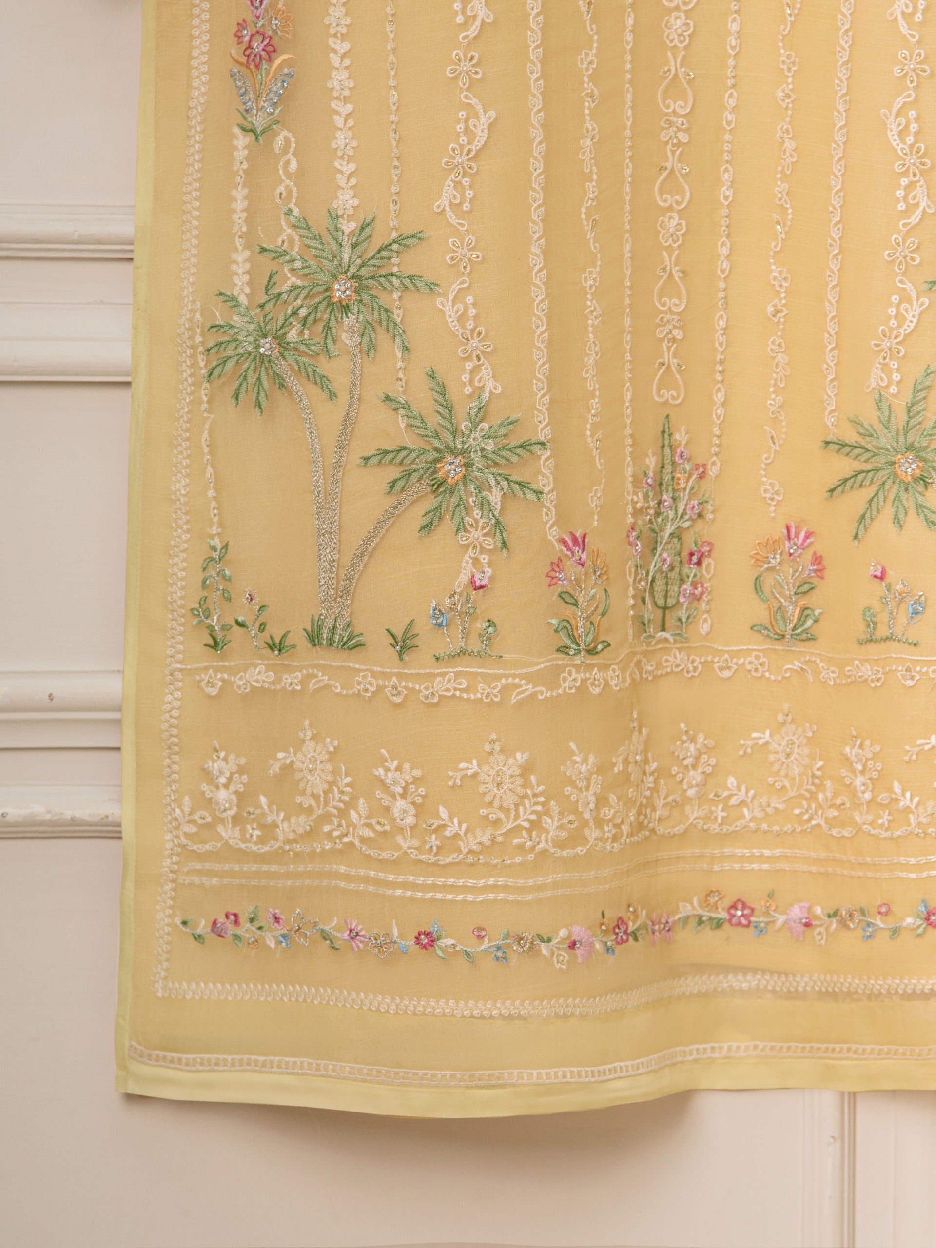 3 Piece - Pure Organza Embroidered Suit S111543 - Image 5