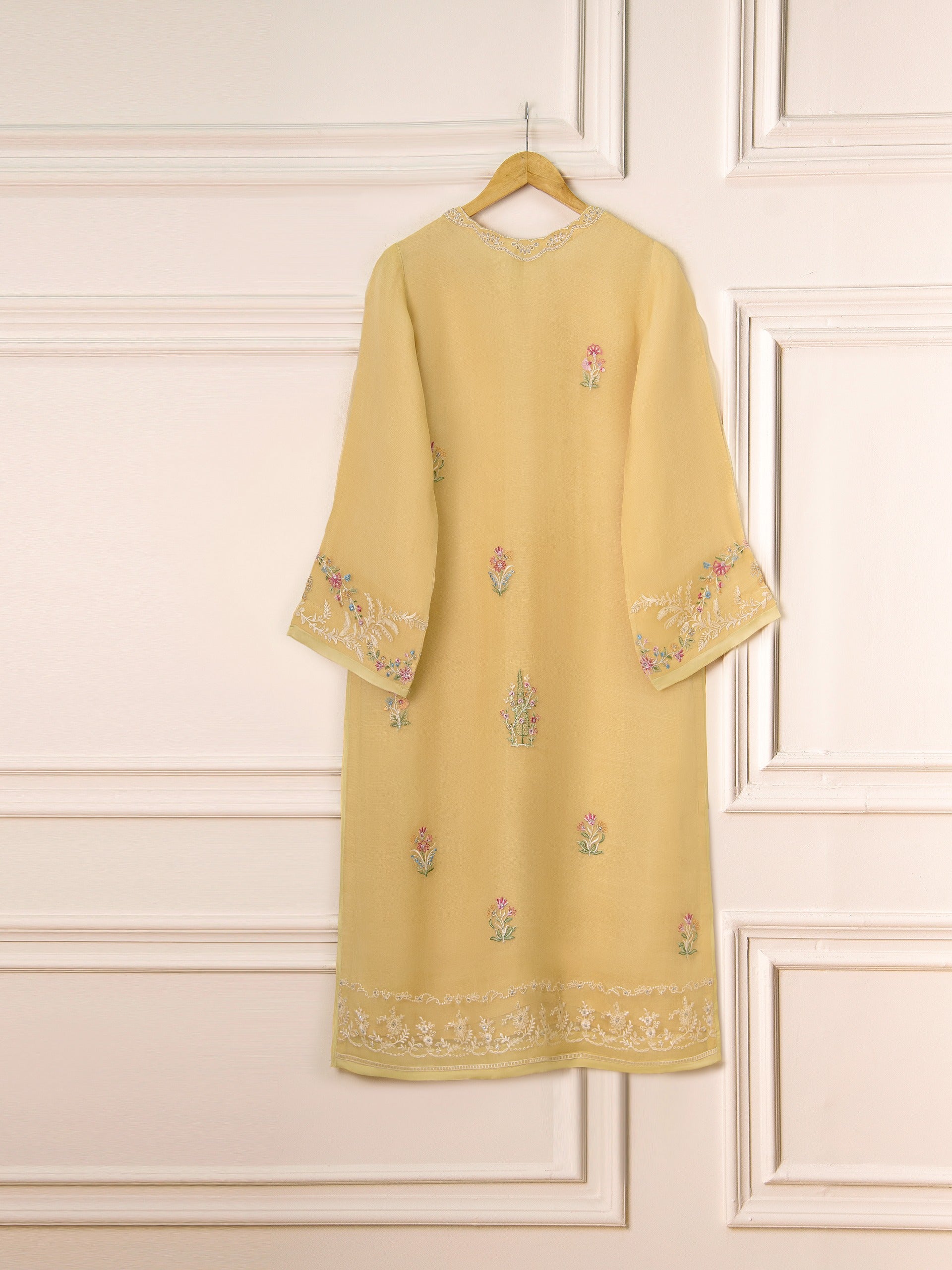3 Piece - Pure Organza Embroidered Suit S111543 - Image 6