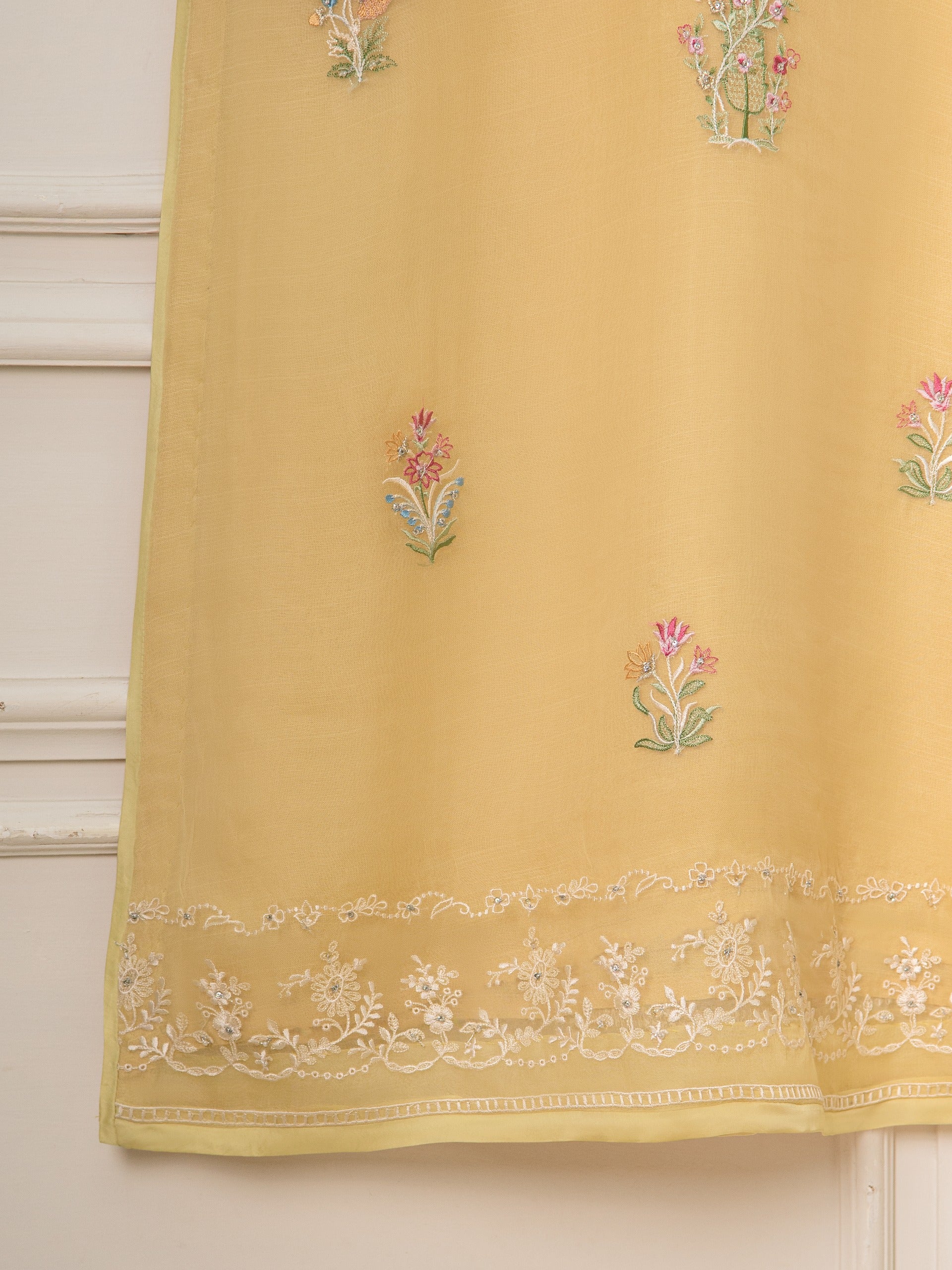 3 Piece - Pure Organza Embroidered Suit S111543 - Image 8