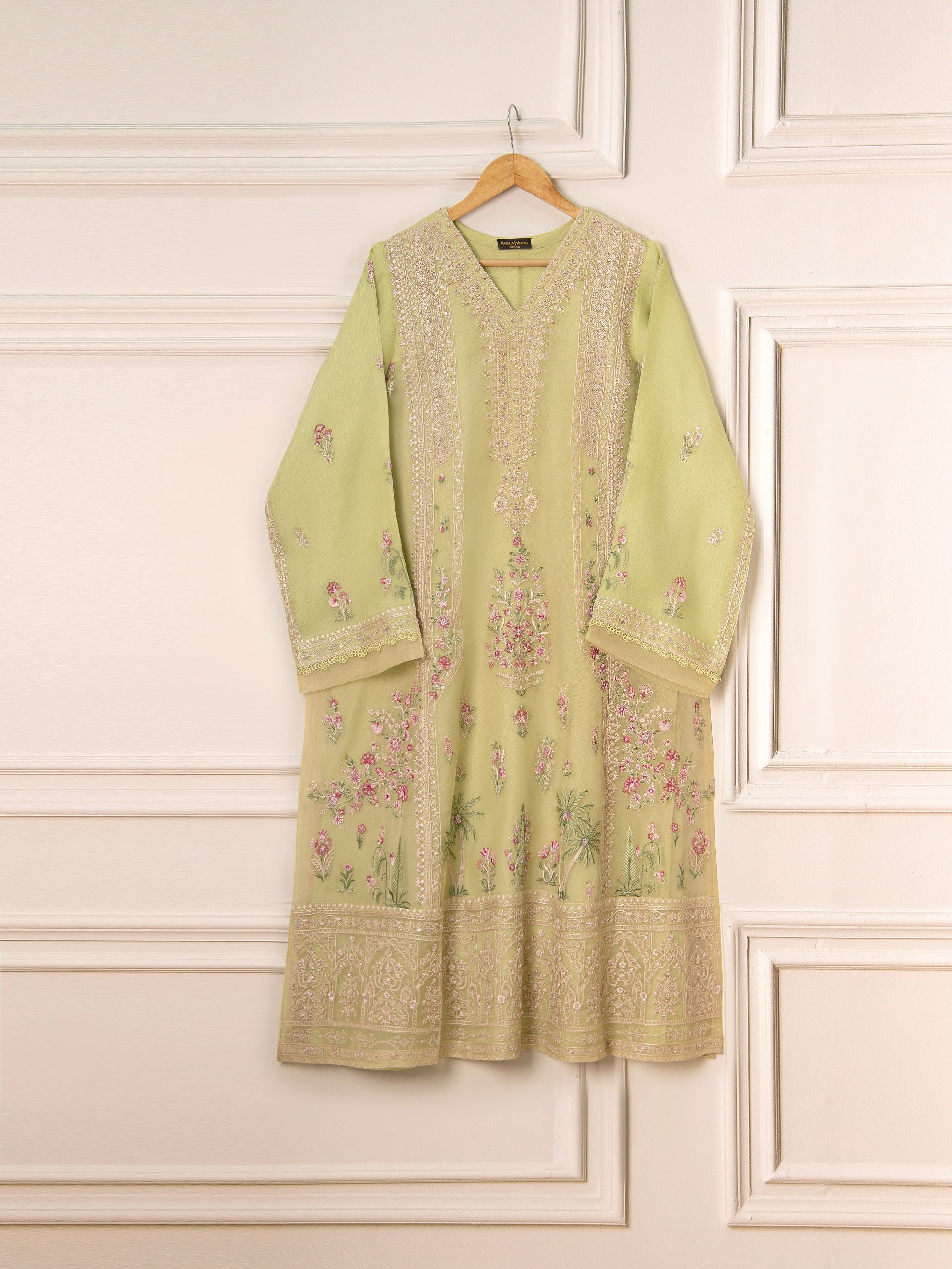 3 Piece - Pure Organza Embroidered Suit S111544 - Image 2