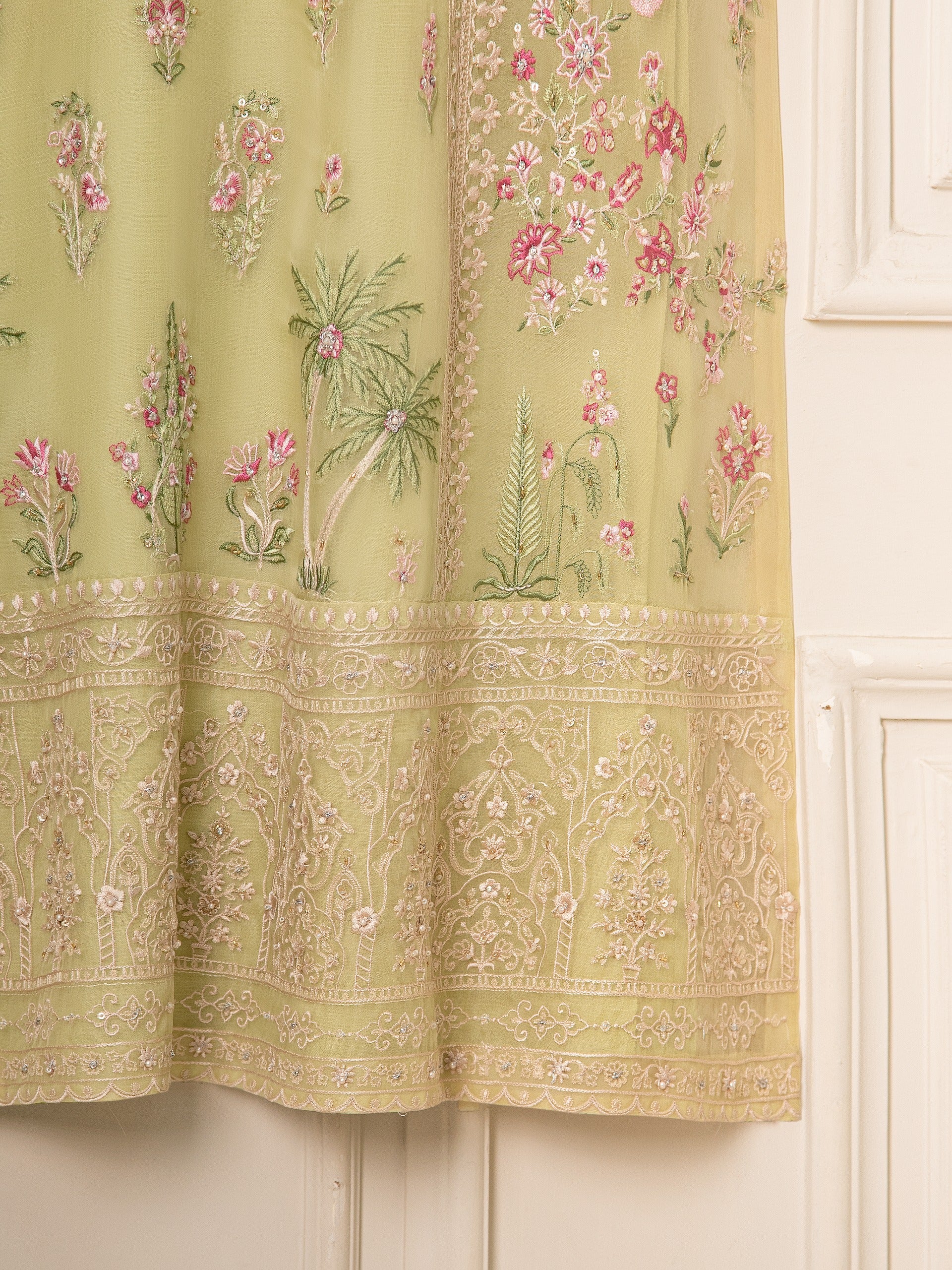 3 Piece - Pure Organza Embroidered Suit S111544 - Image 5