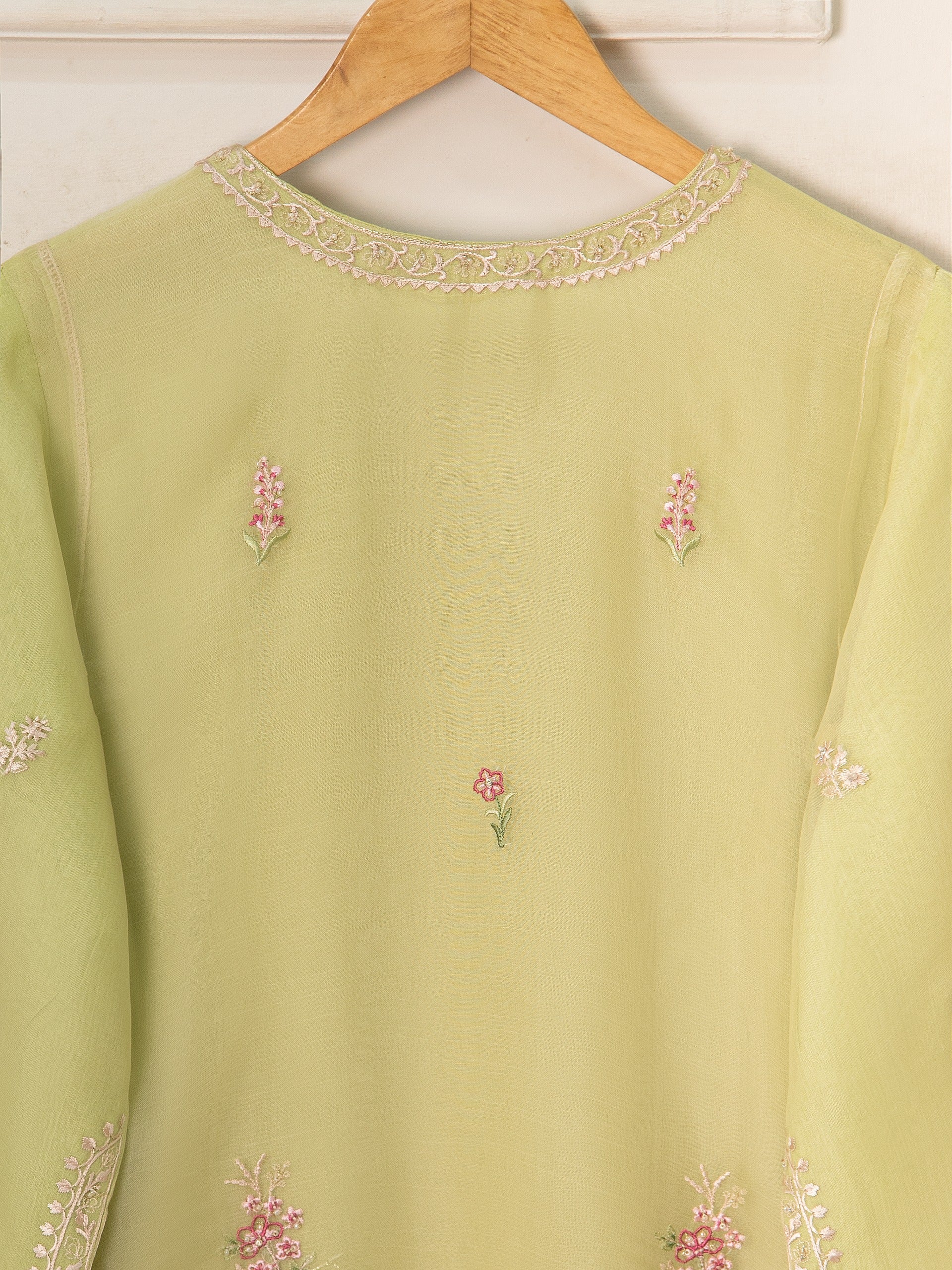 3 Piece - Pure Organza Embroidered Suit S111544 - Image 7