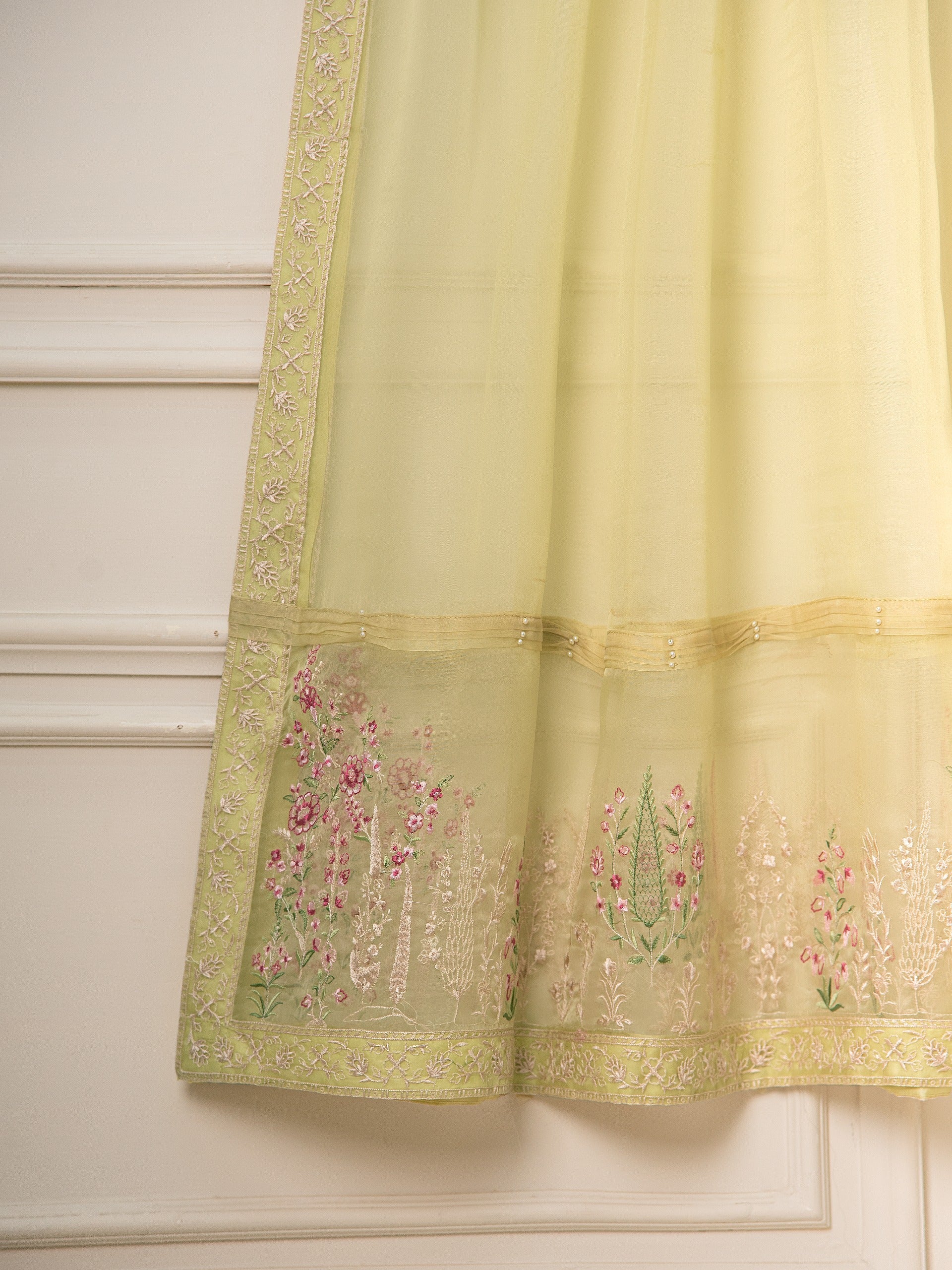 3 Piece - Pure Organza Embroidered Suit S111544 - Image 9