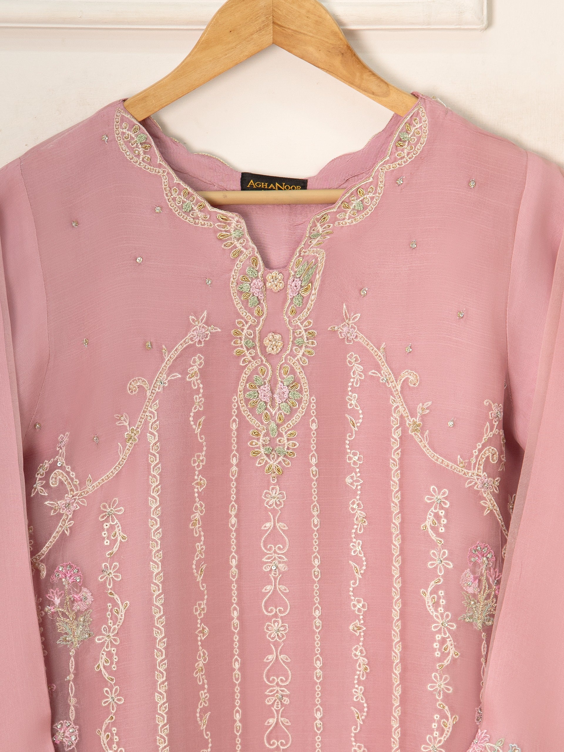 3 Piece - Pure Organza Embroidered Suit S111558 - Image 3