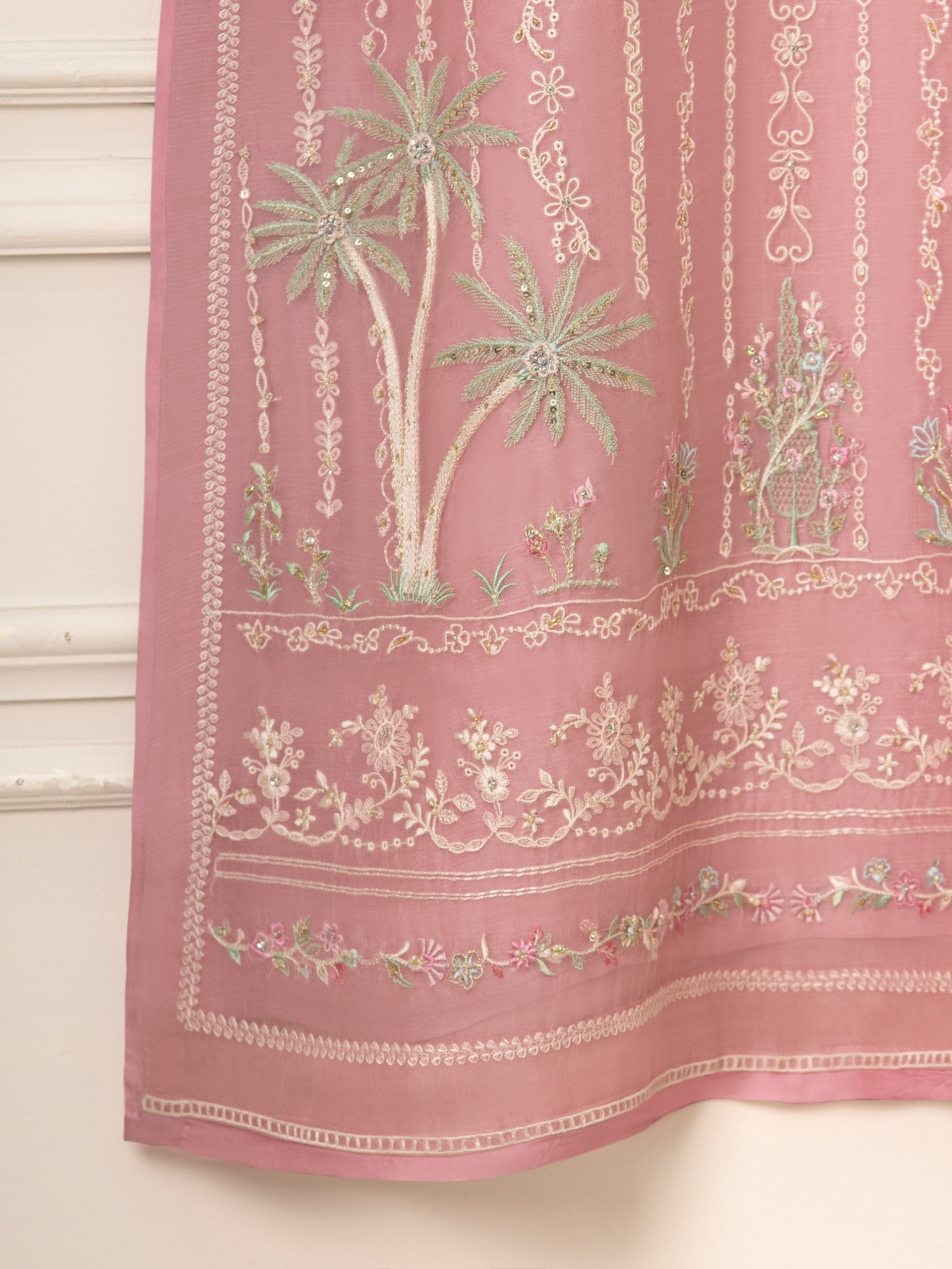 3 Piece - Pure Organza Embroidered Suit S111558 - Image 5