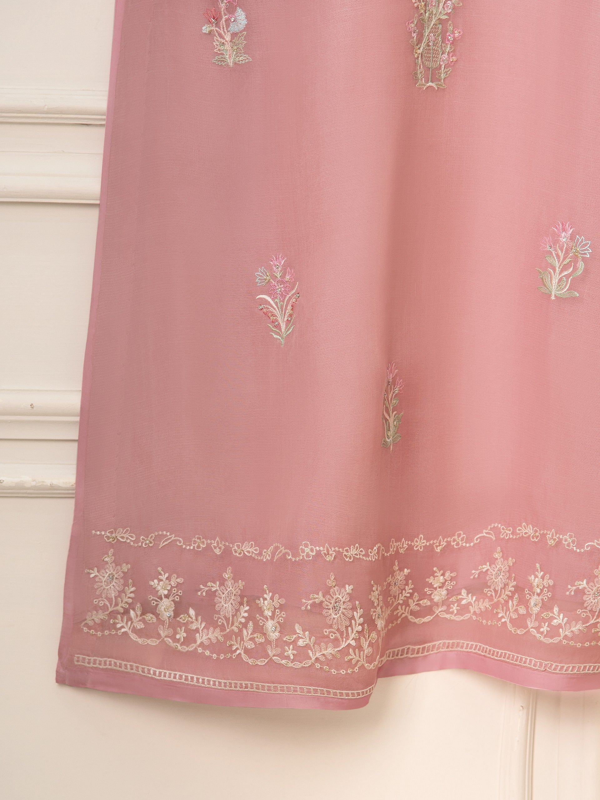 3 Piece - Pure Organza Embroidered Suit S111558 - Image 8
