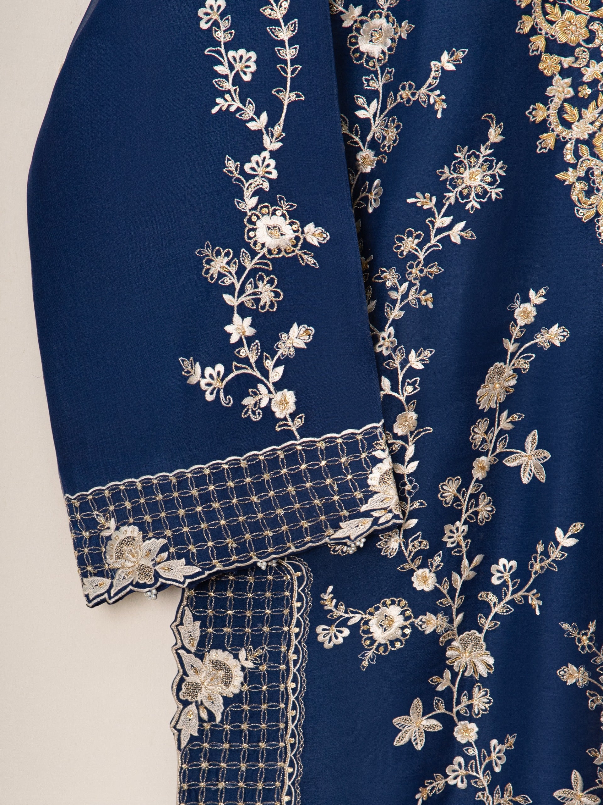 3 Piece - Pure Organza Embroidered Suit S111580 - Image 2