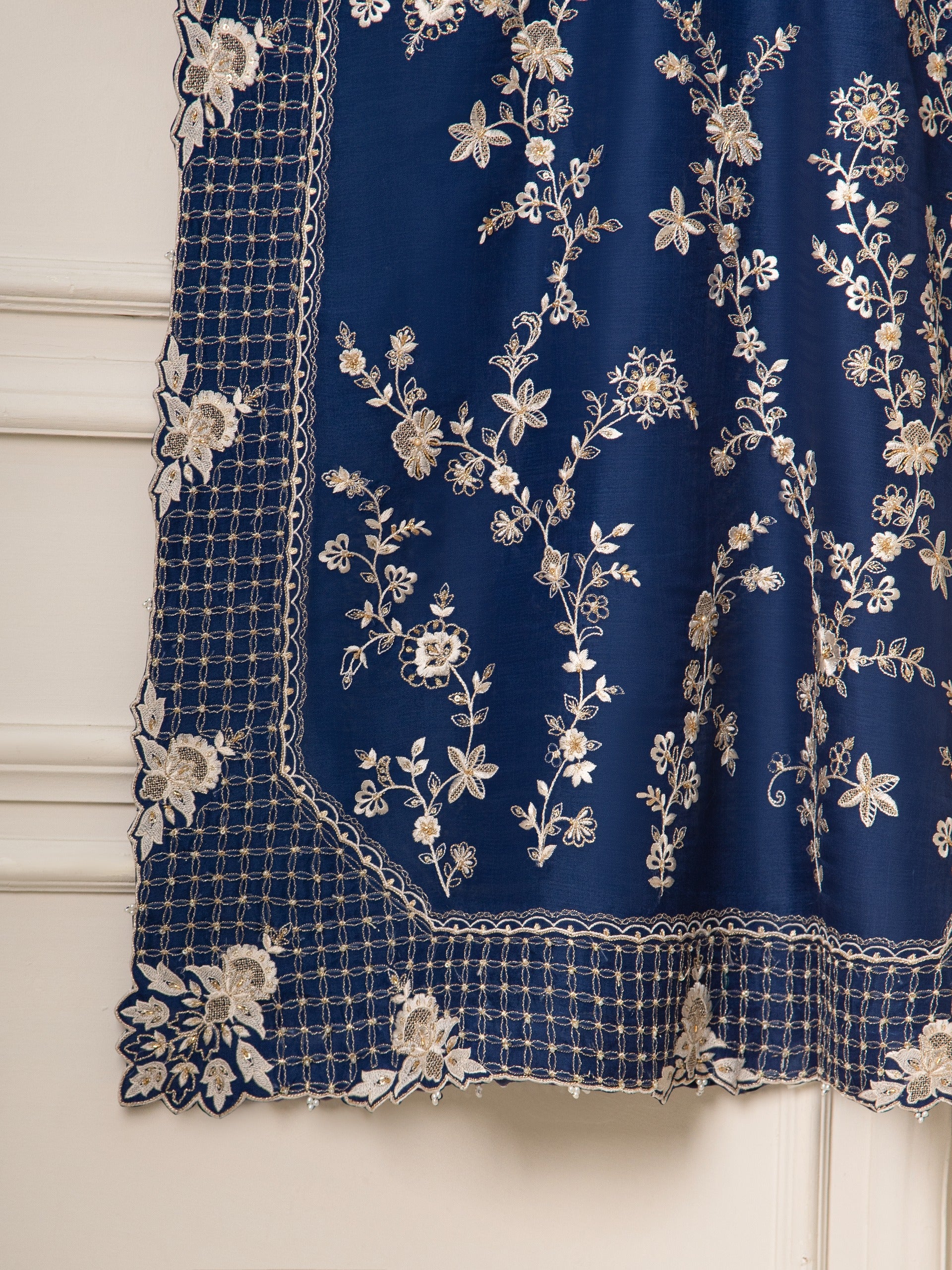 3 Piece - Pure Organza Embroidered Suit S111580 - Image 3