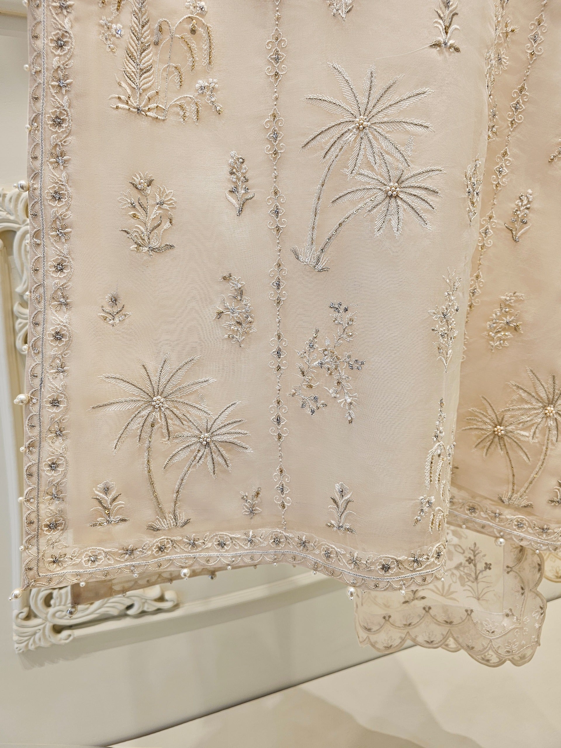 3 Piece - Pure Organza Embroidered Suit S111613 - Image 3