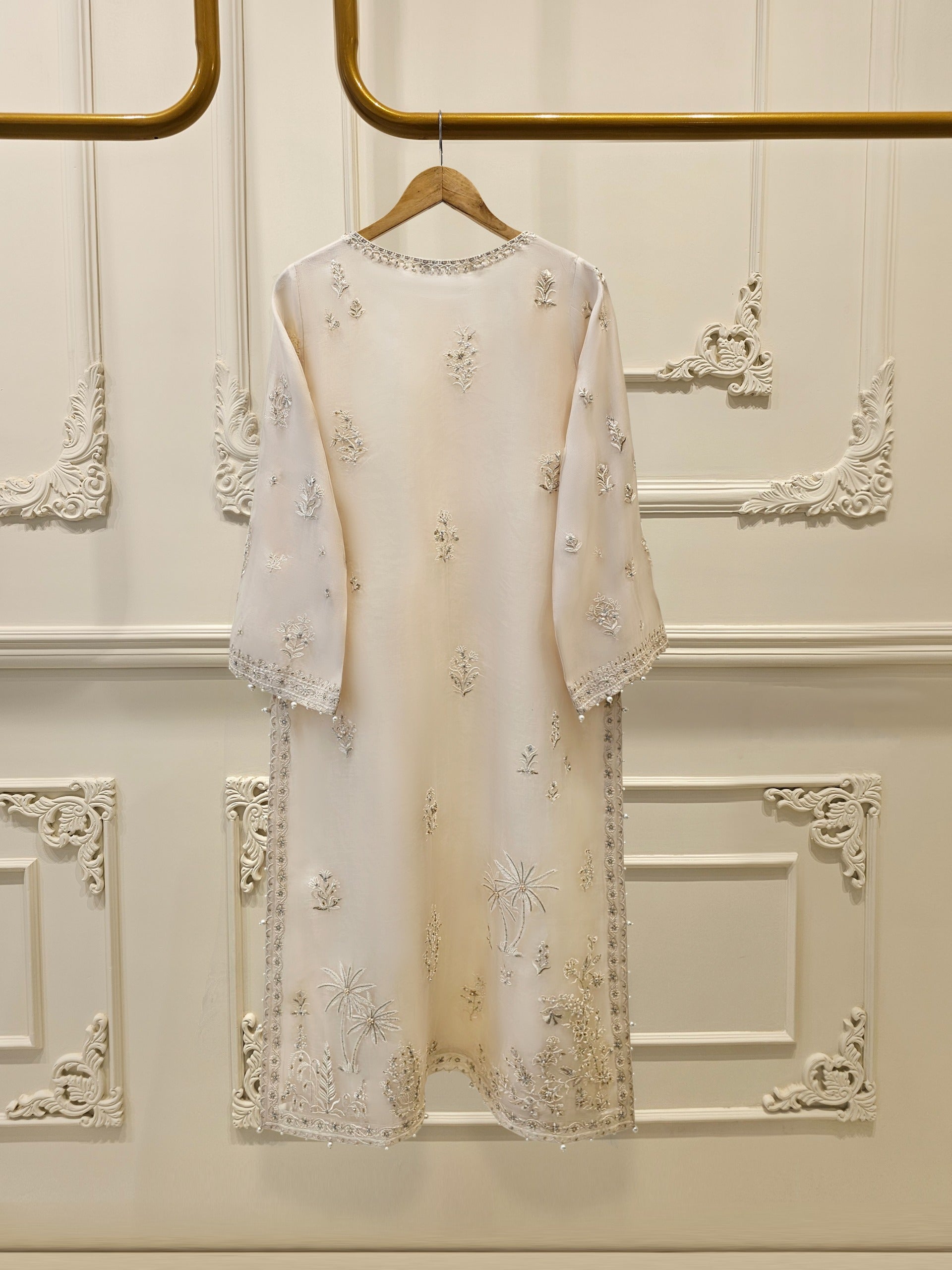 3 Piece - Pure Organza Embroidered Suit S111613 - Image 4