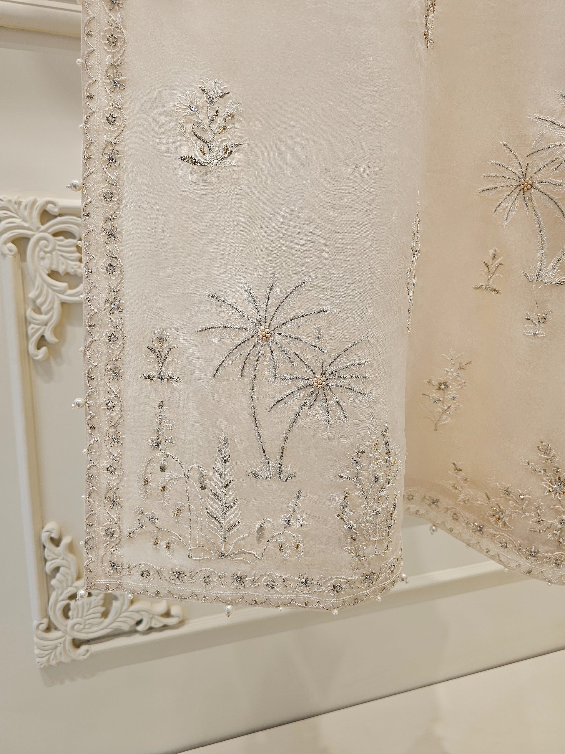 3 Piece - Pure Organza Embroidered Suit S111613 - Image 7