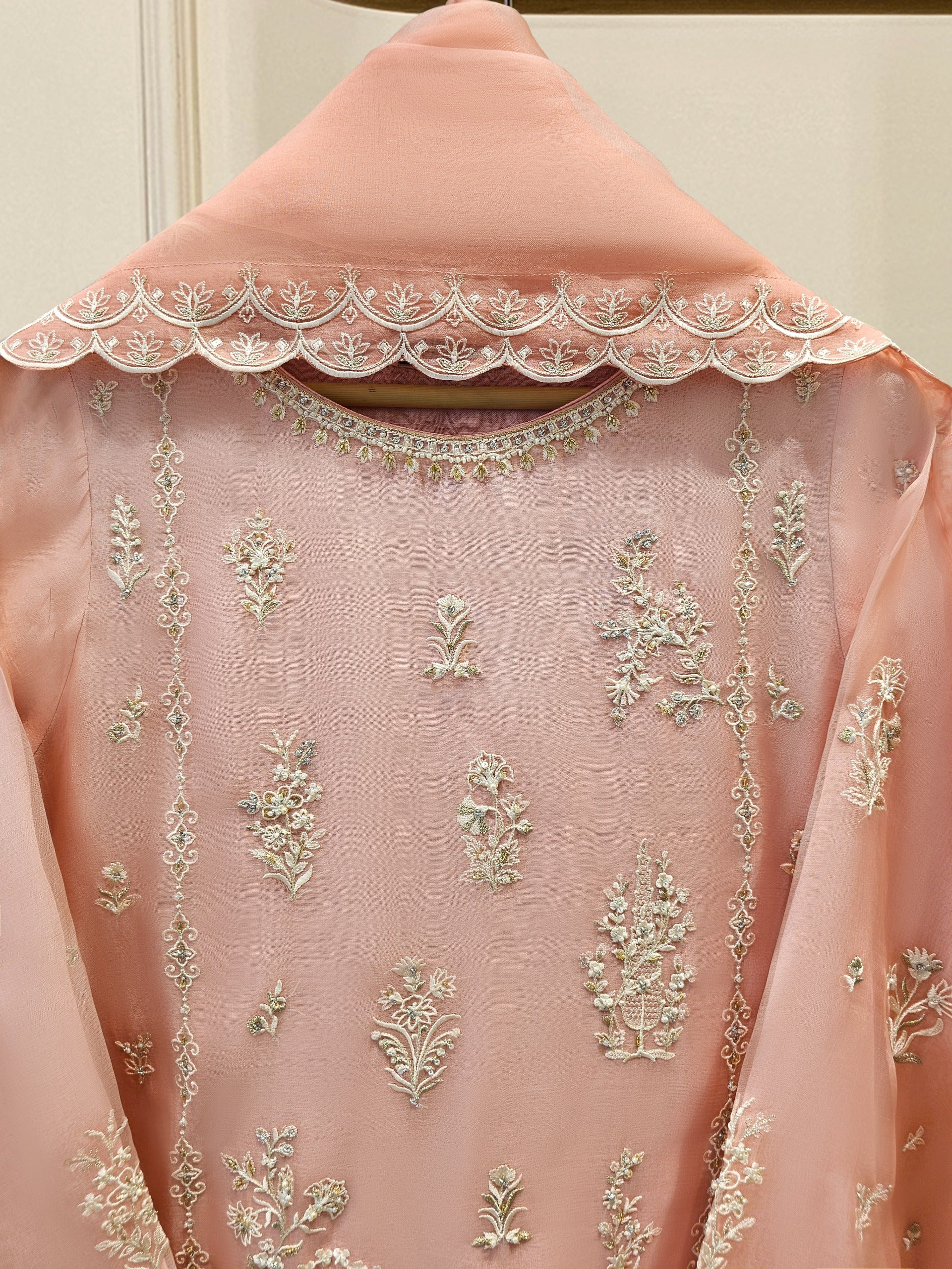 3 Piece - Pure Organza Embroidered Suit S111614 - Image 2