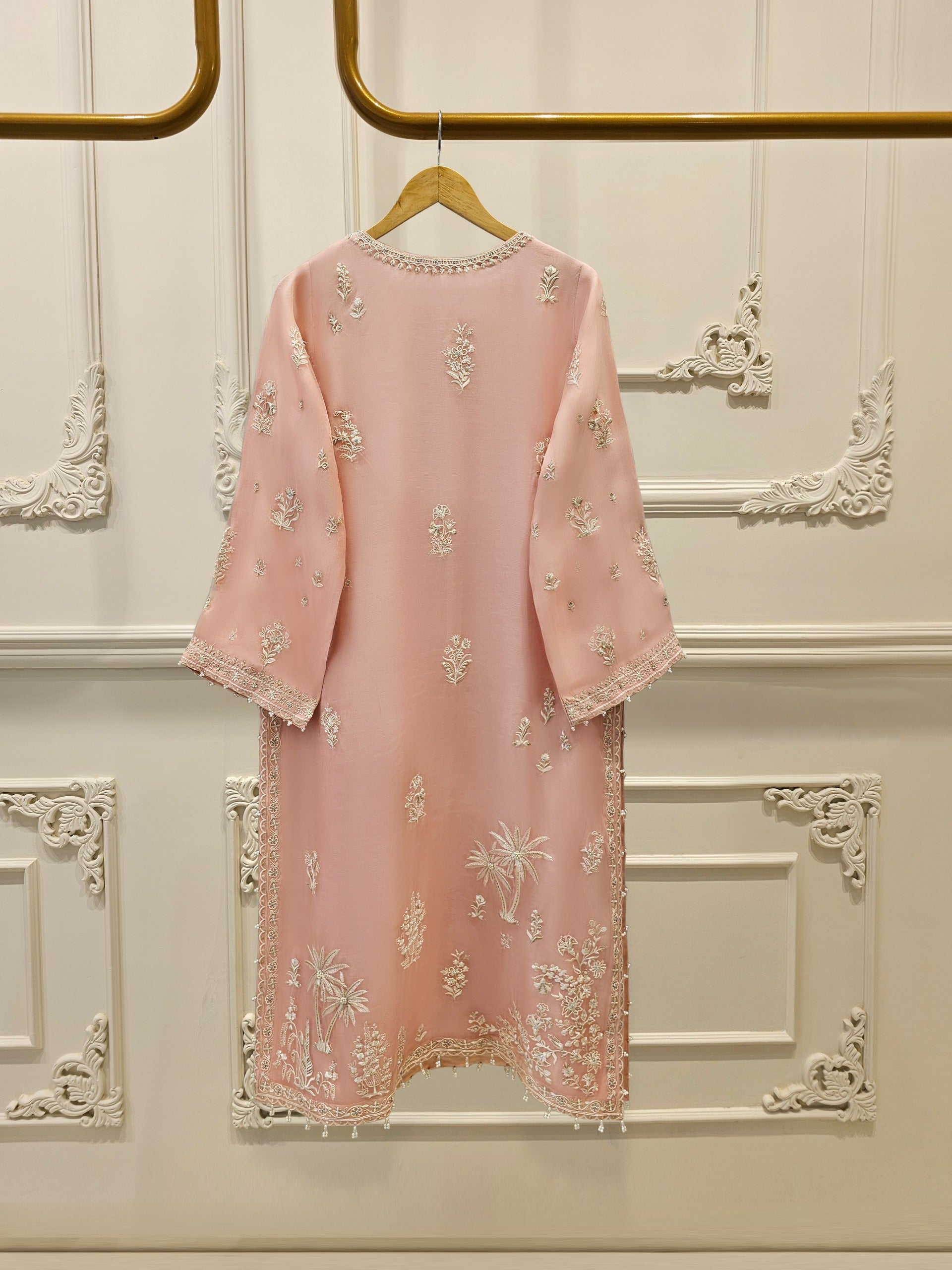 3 Piece - Pure Organza Embroidered Suit S111614 - Image 4