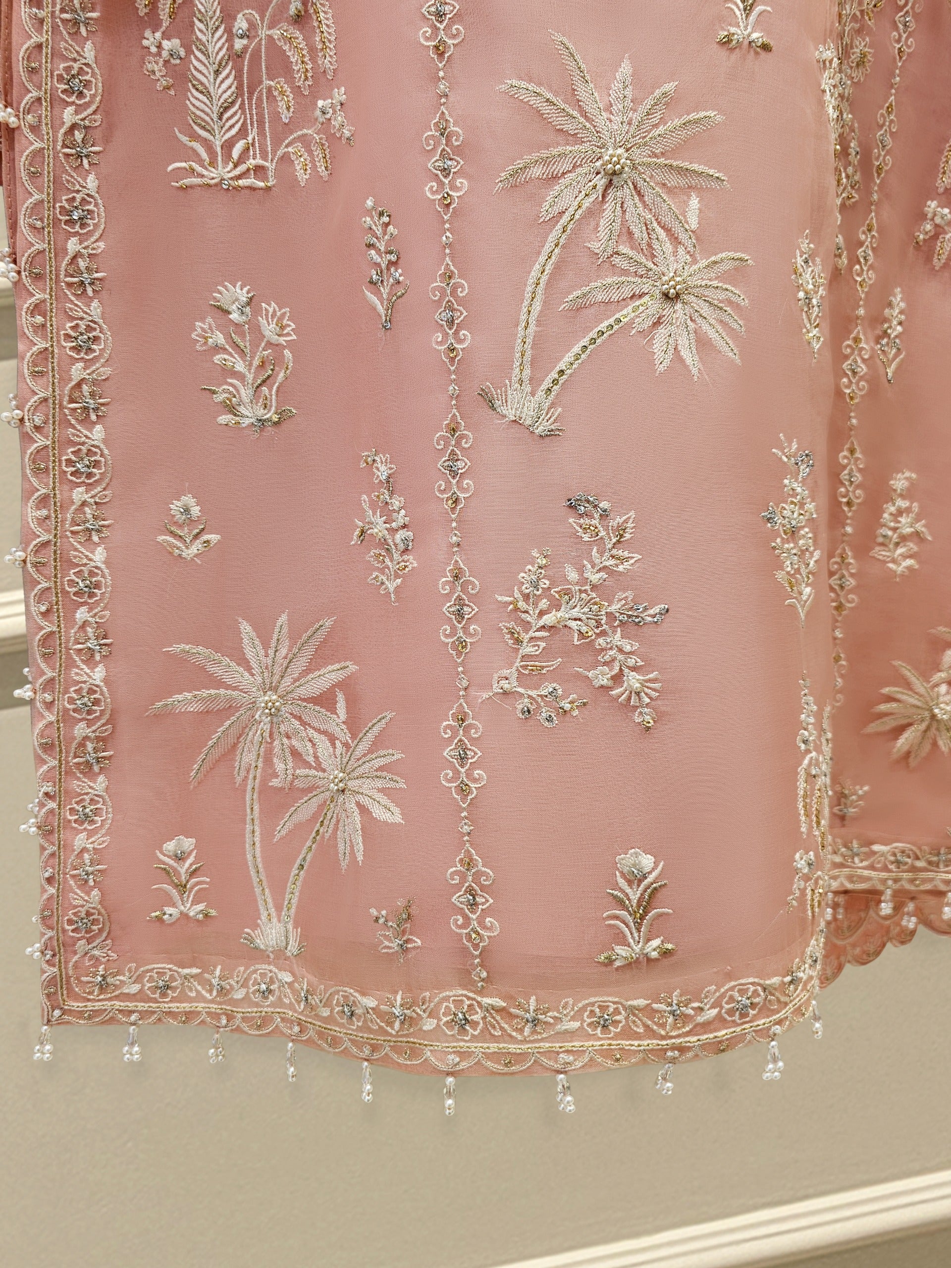 3 Piece - Pure Organza Embroidered Suit S111614 - Image 6