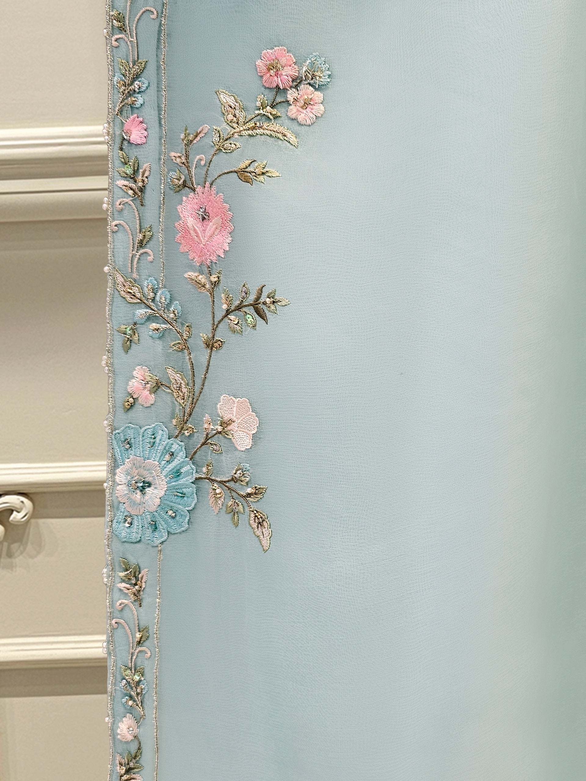 3 Piece - Pure Organza Embroidered Suit S111618 - Image 5