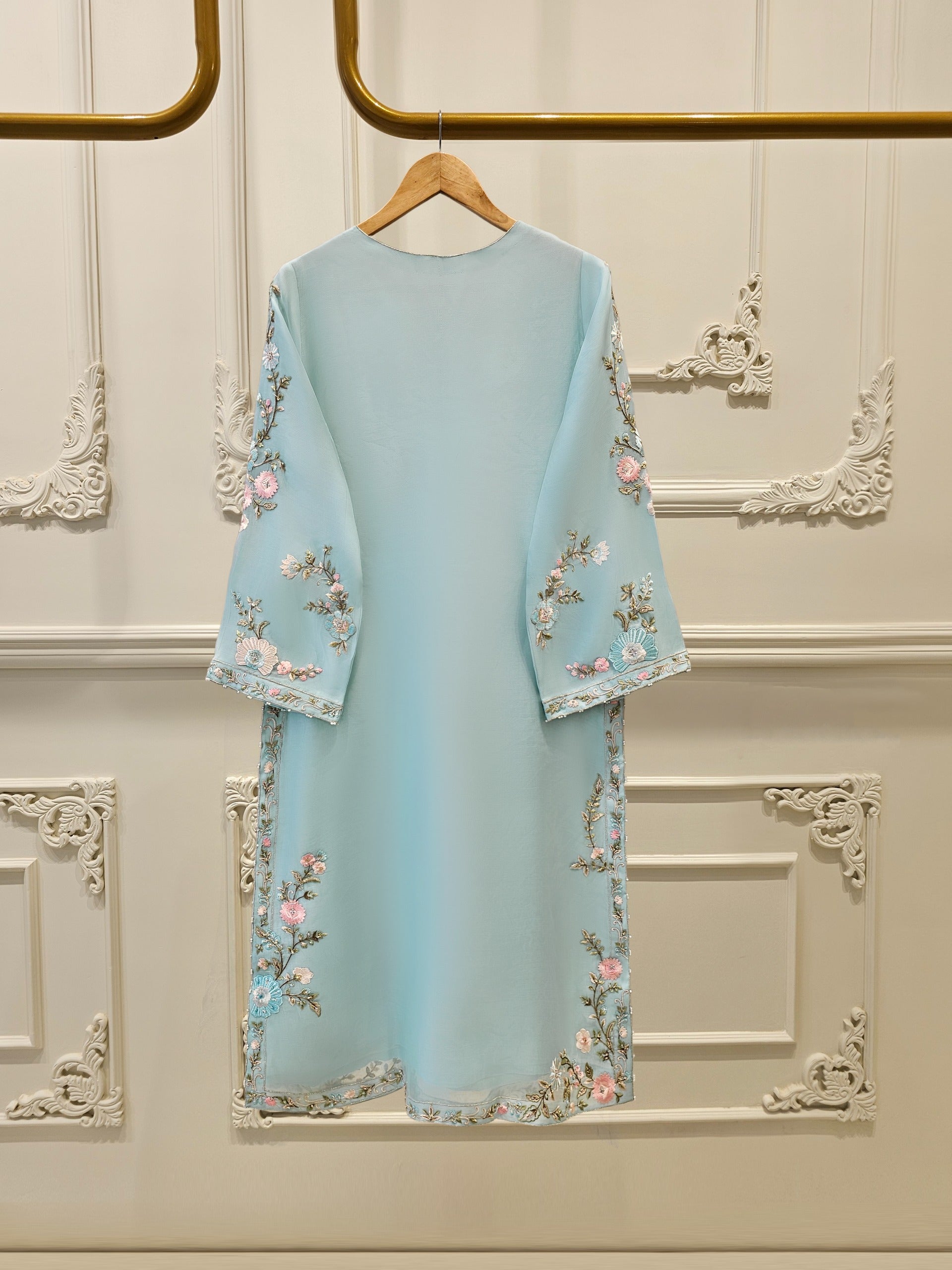 3 Piece - Pure Organza Embroidered Suit S111618 - Image 6