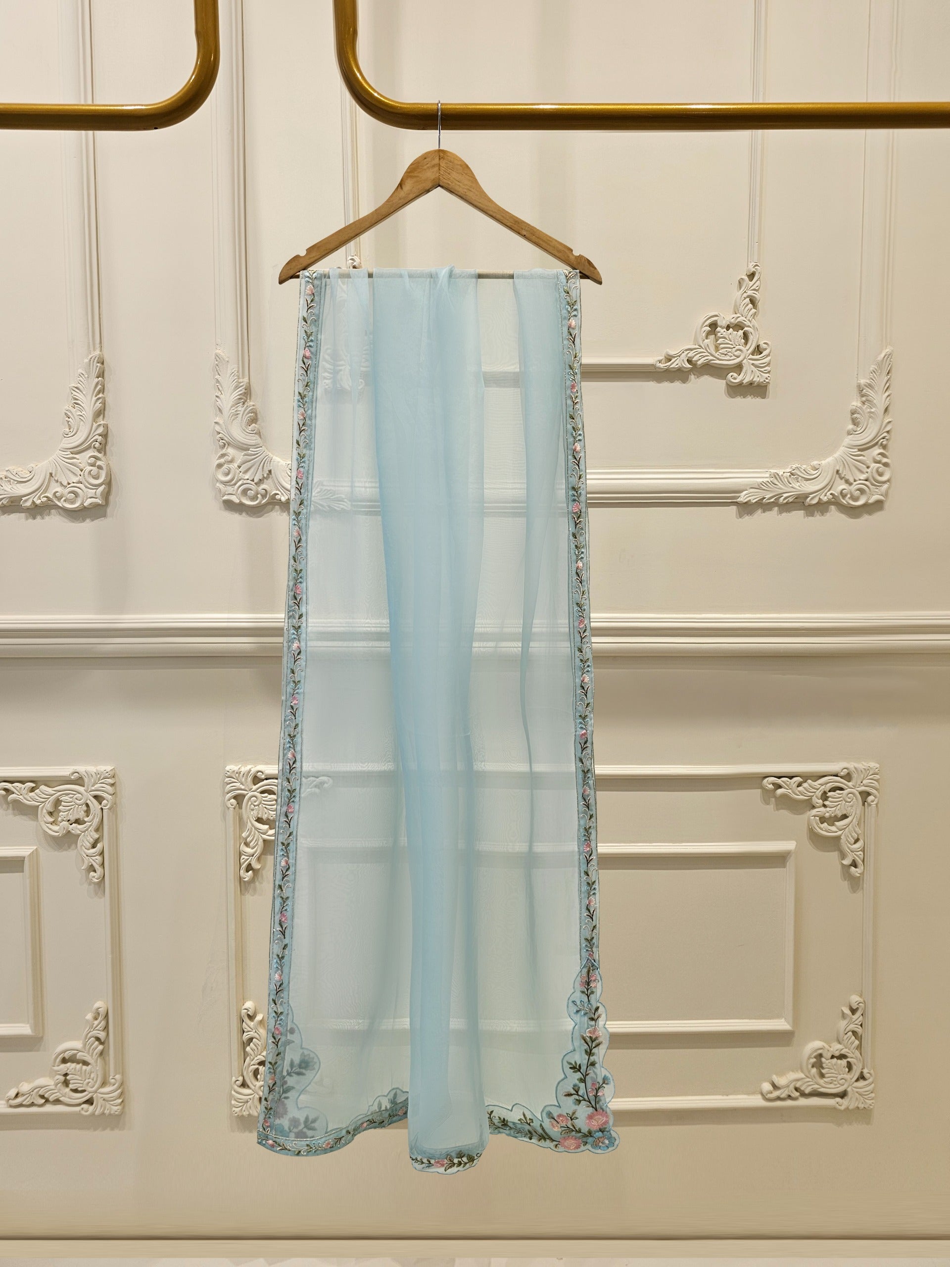 3 Piece - Pure Organza Embroidered Suit S111618 - Image 8