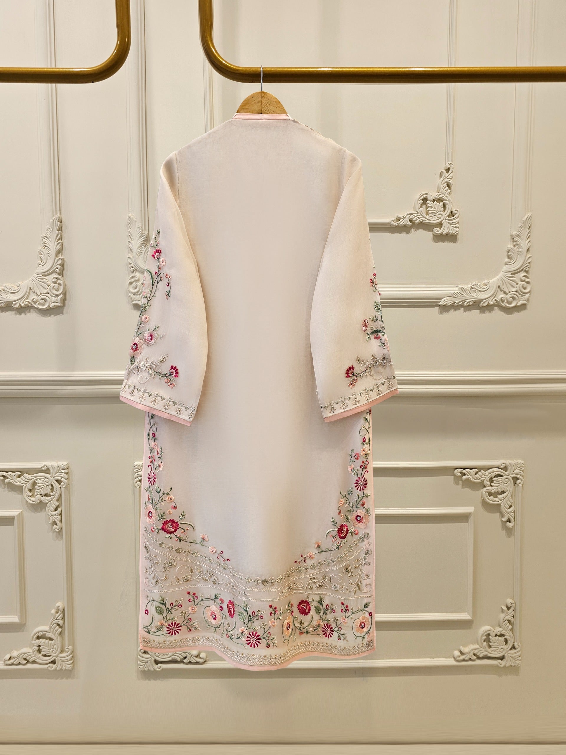 3 Piece - Pure Organza Embroidered Suit S111619 - Image 4