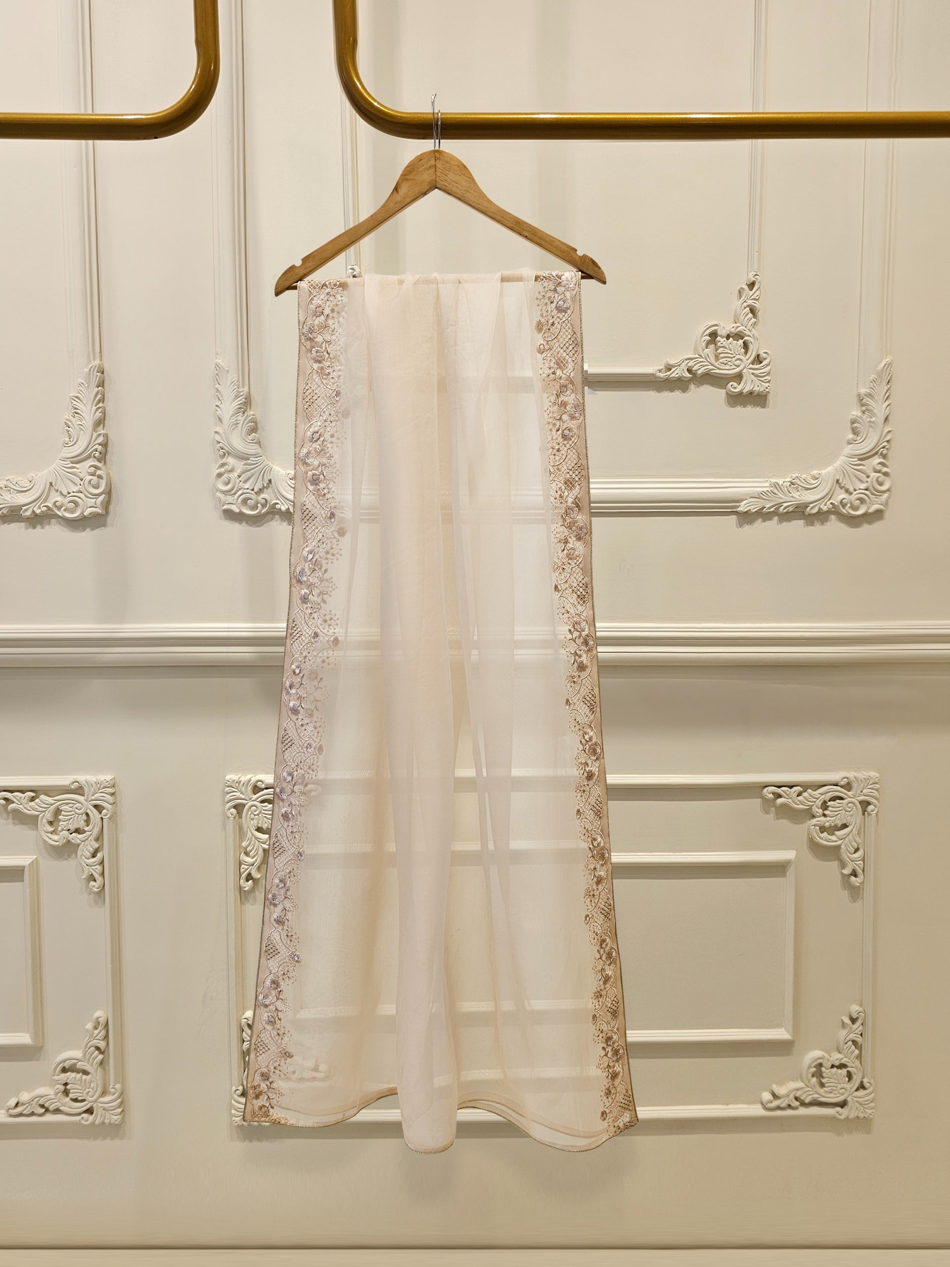 3 Piece - Pure Organza Embroidered Suit S111619 - Image 7
