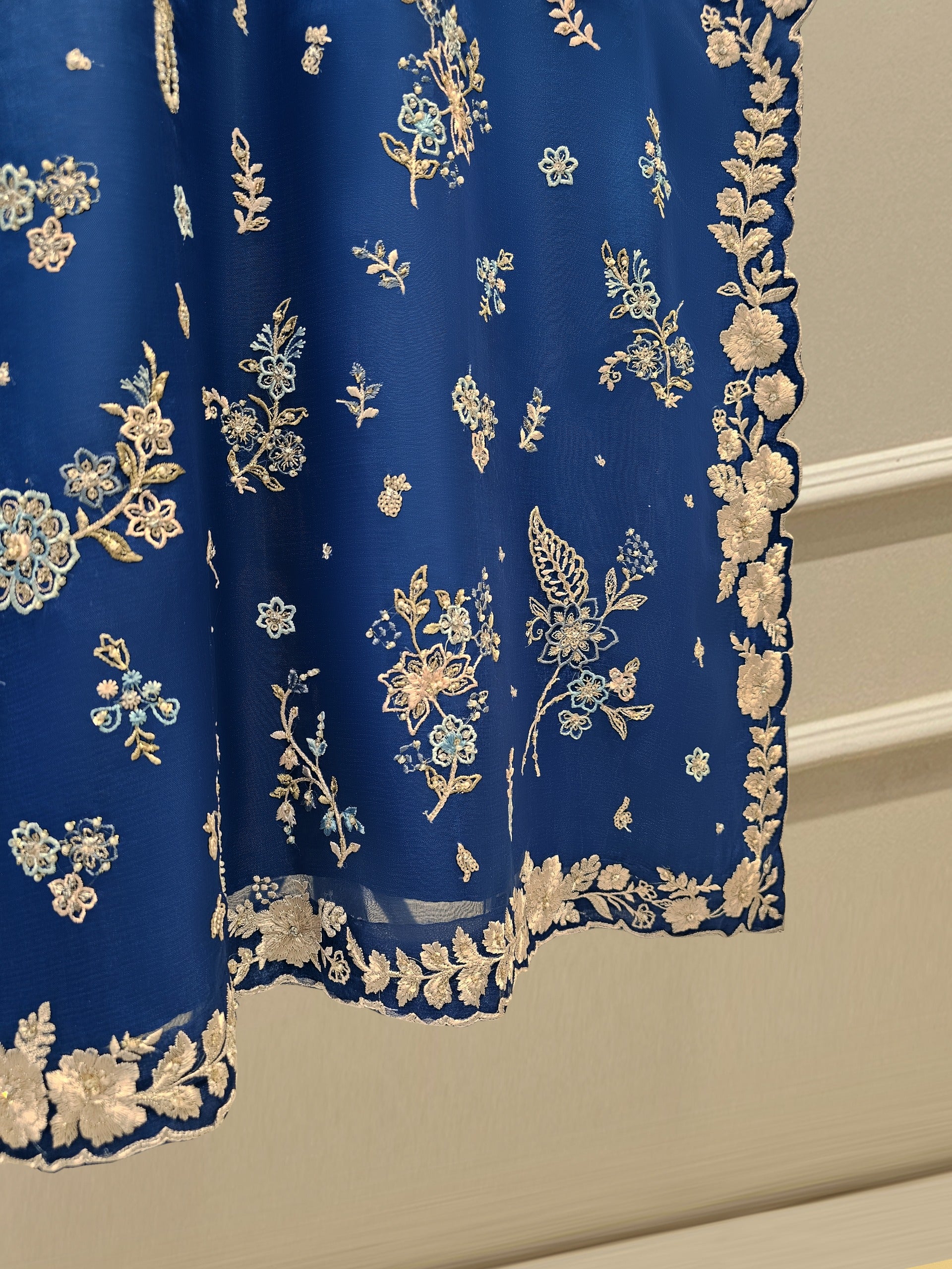 3 Piece - Pure Organza Embroidered Suit S111620 - Image 3