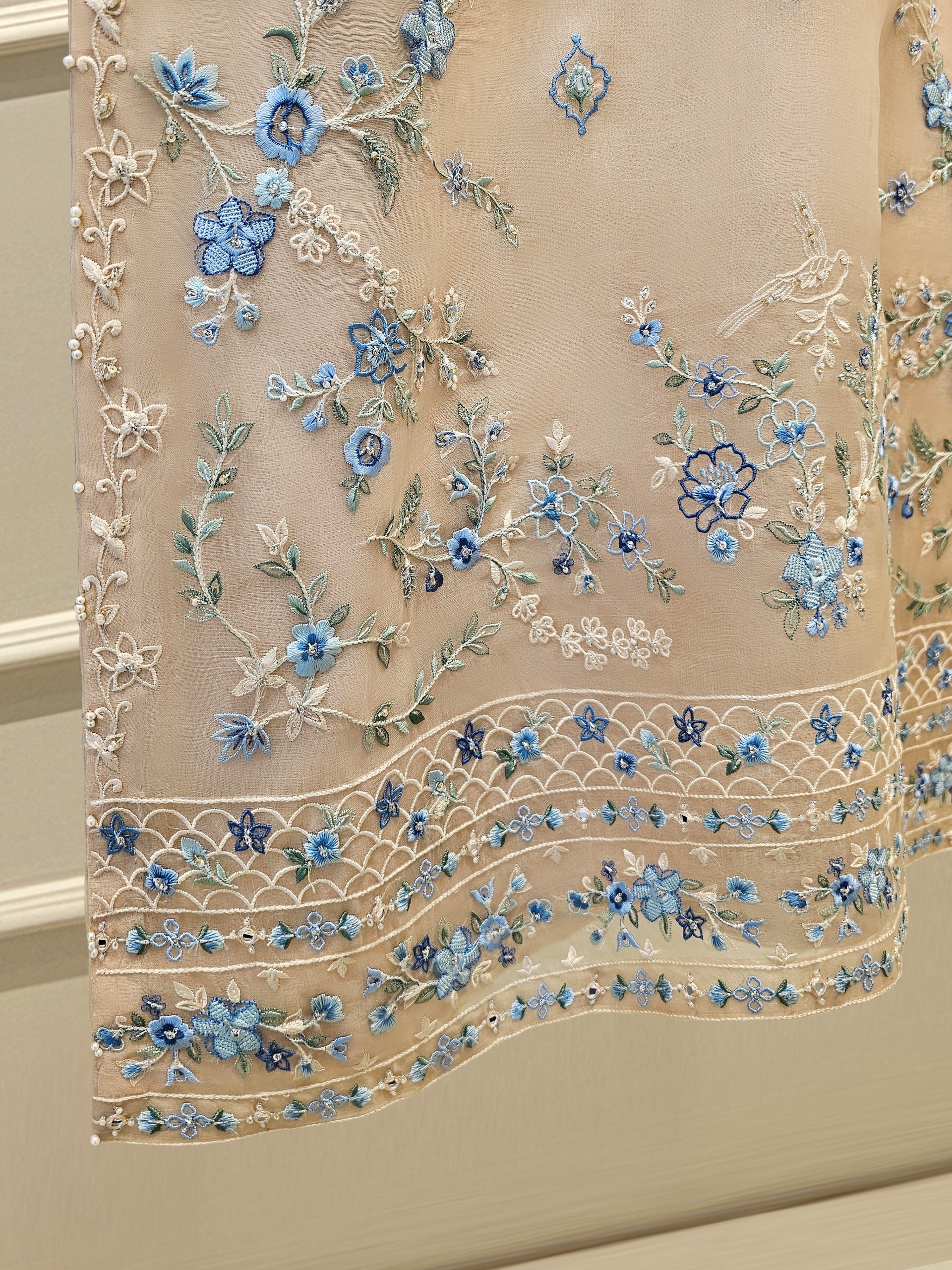 3 Piece - Pure Organza Embroidered Suit S111627 - Image 4